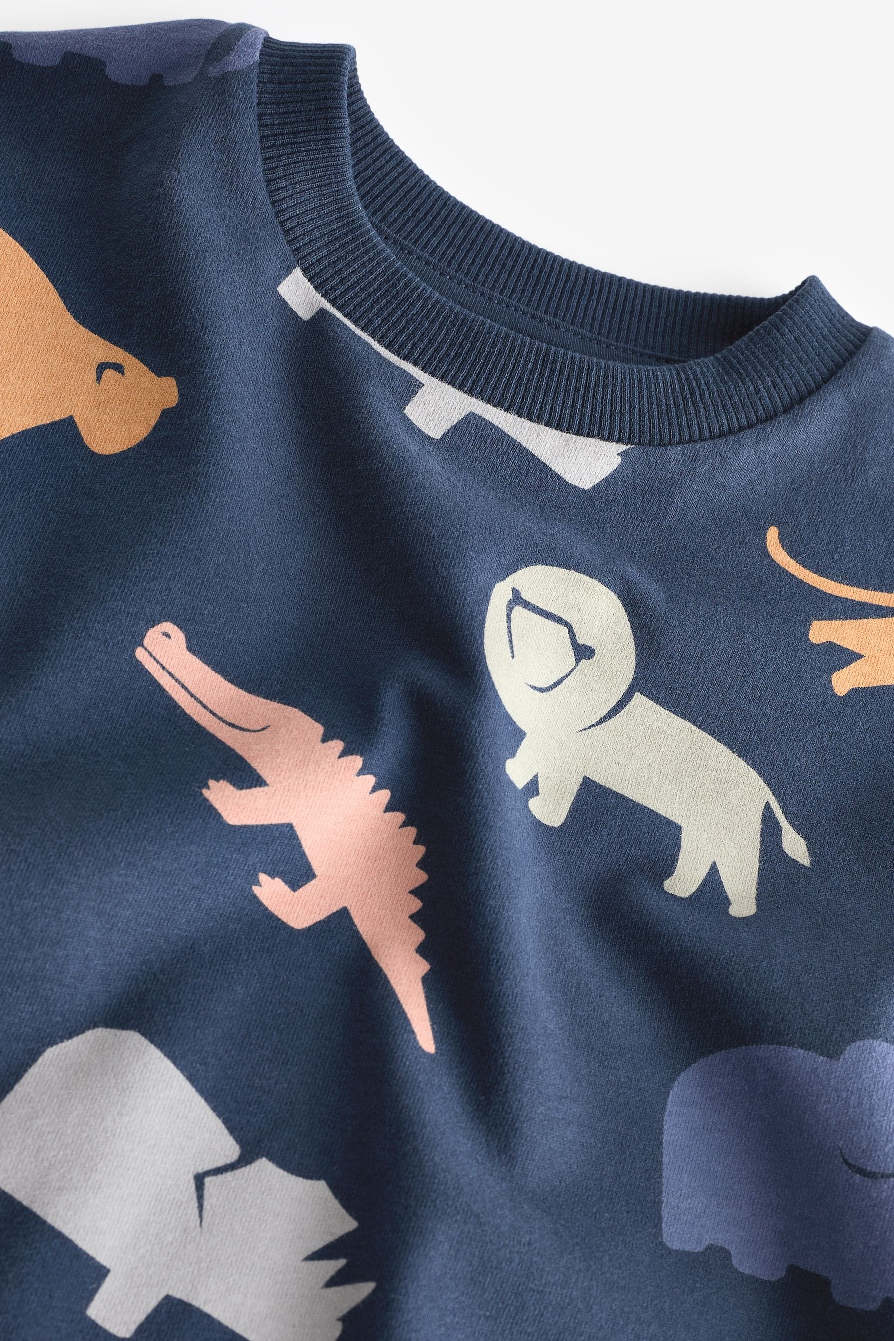 Navy Safari 100% Cotton Long Sleeve Character T-Shirt (3mths-7yrs)