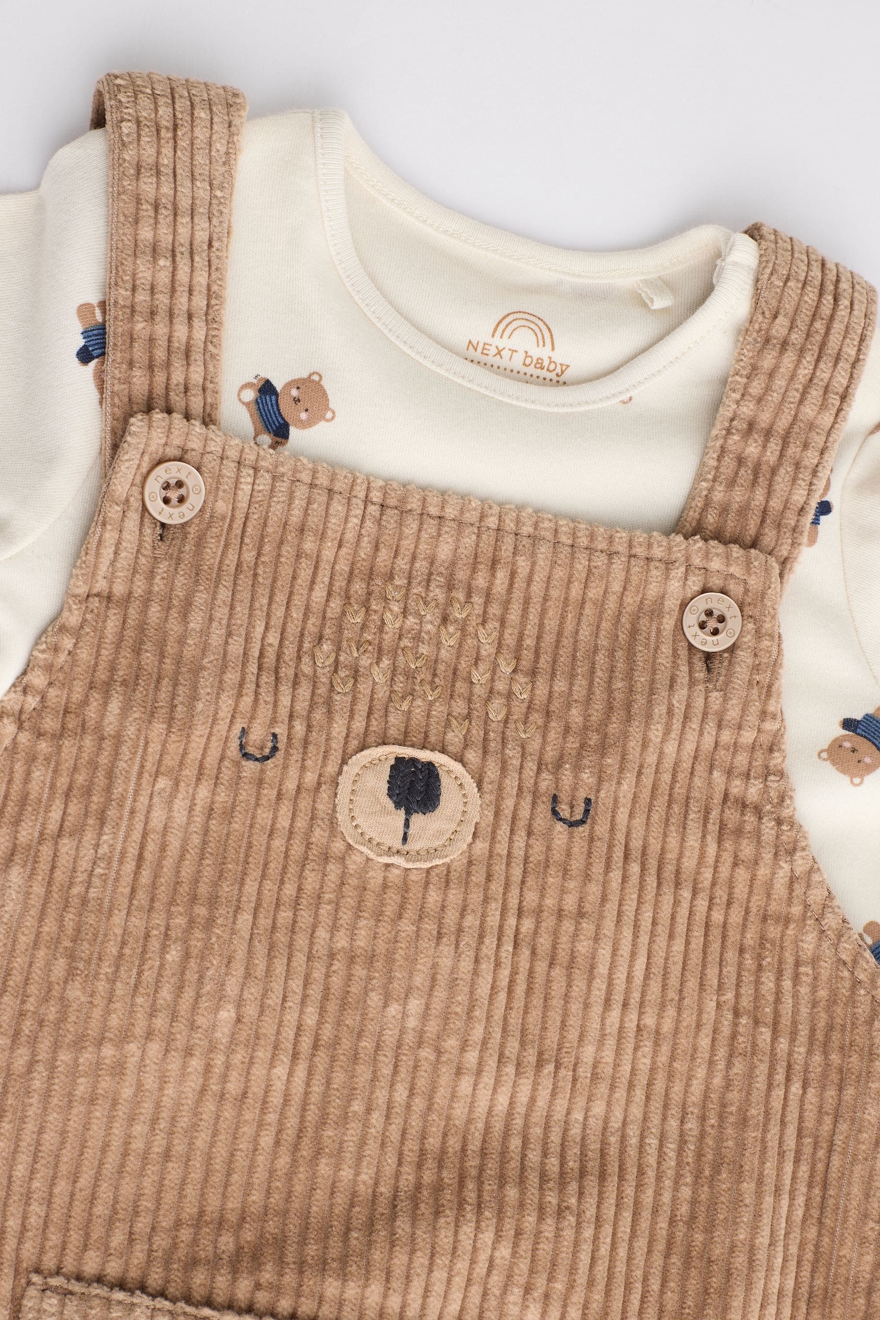 Tan Brown Baby Cord Dungarees and Bodysuit Set (0mths-2yrs)