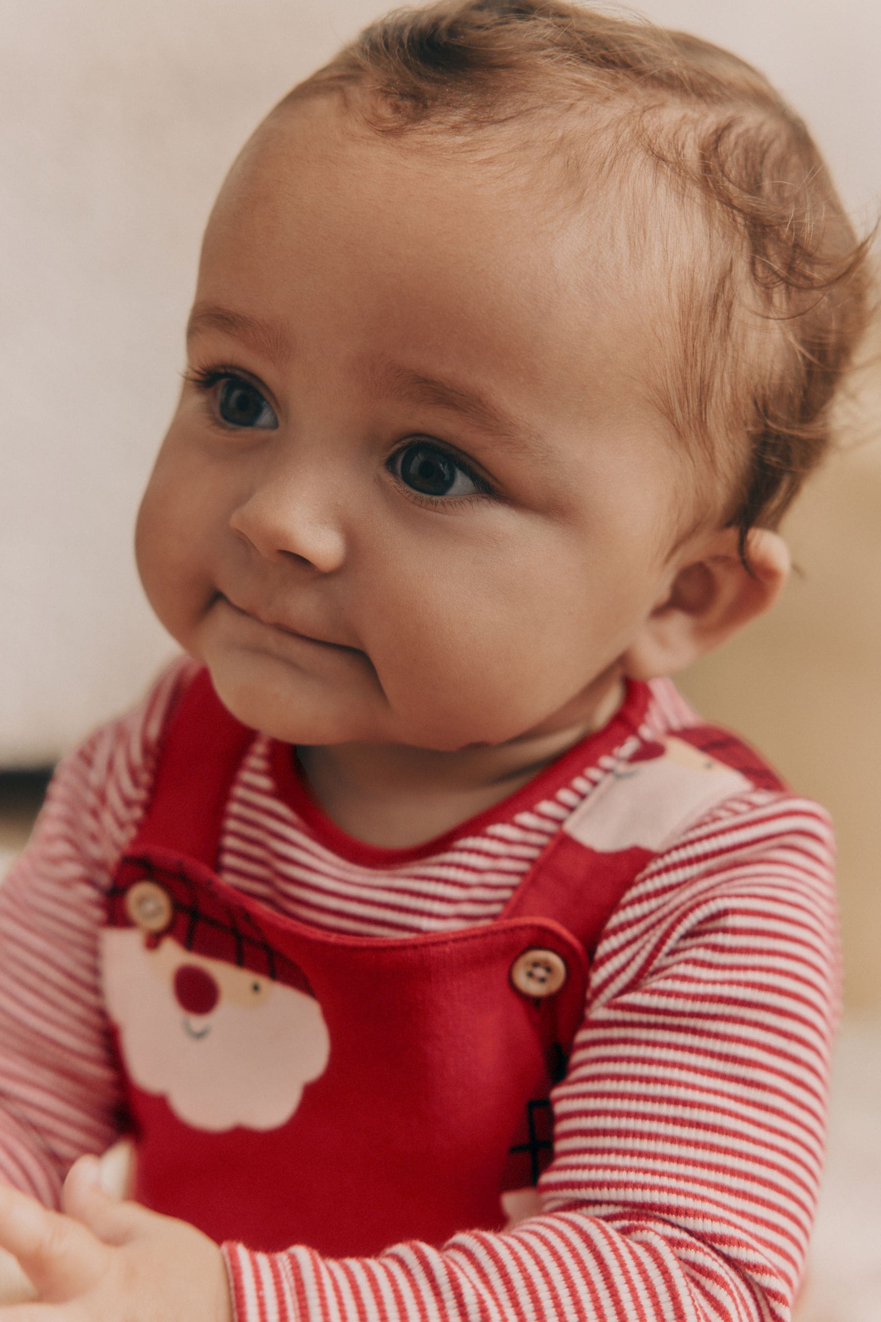 Red Santa Jersey Baby Dungarees And Bodysuit Set (0mths-2yrs)