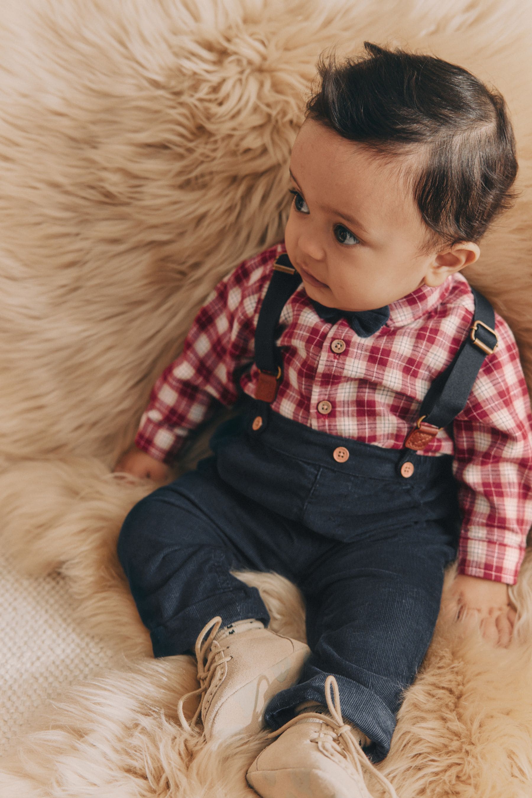 Red Check Baby Shirt Trousers and Braces 4 Piece Set (0mths-2yrs)