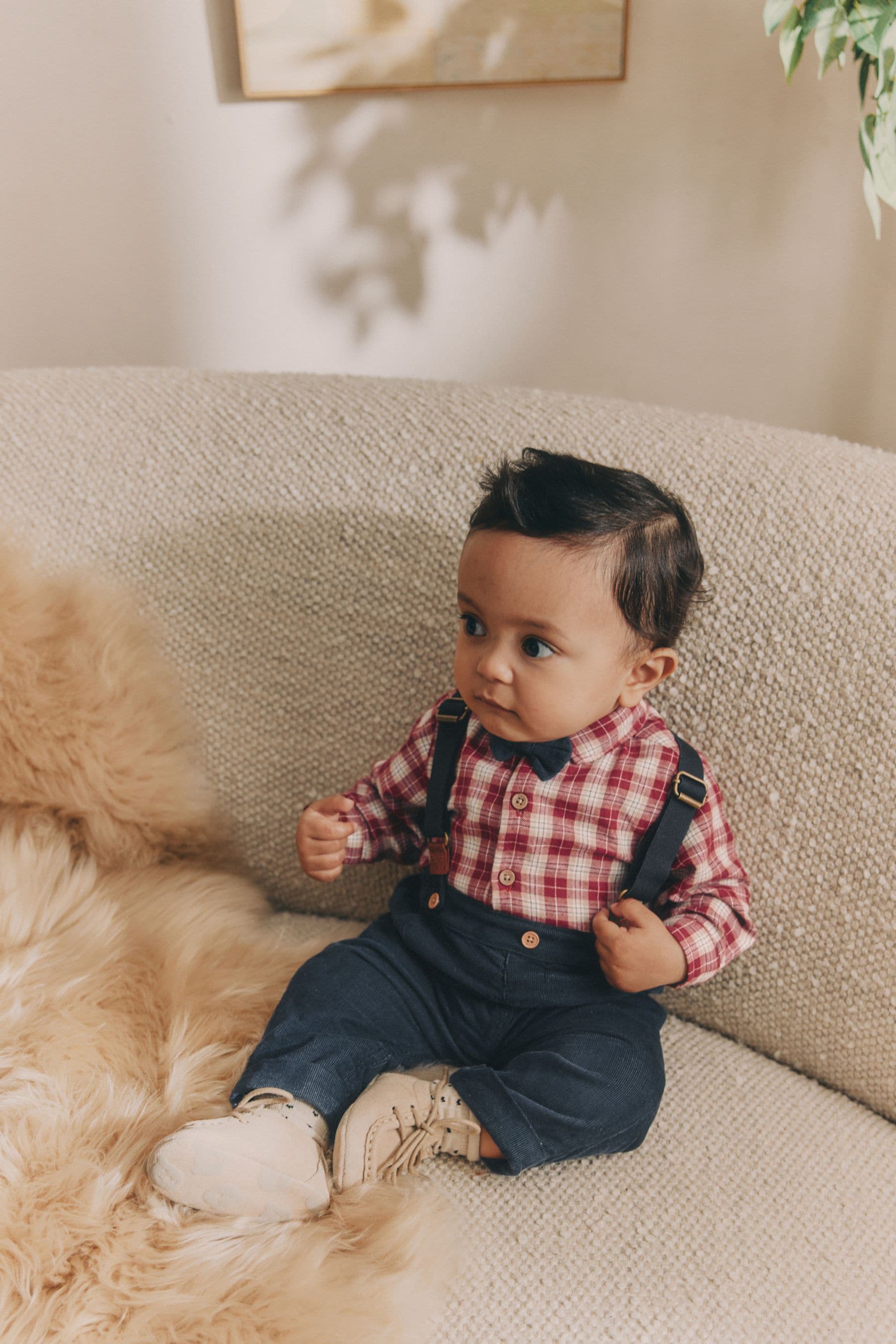 Red Check Baby Shirt Trousers and Braces 4 Piece Set (0mths-2yrs)