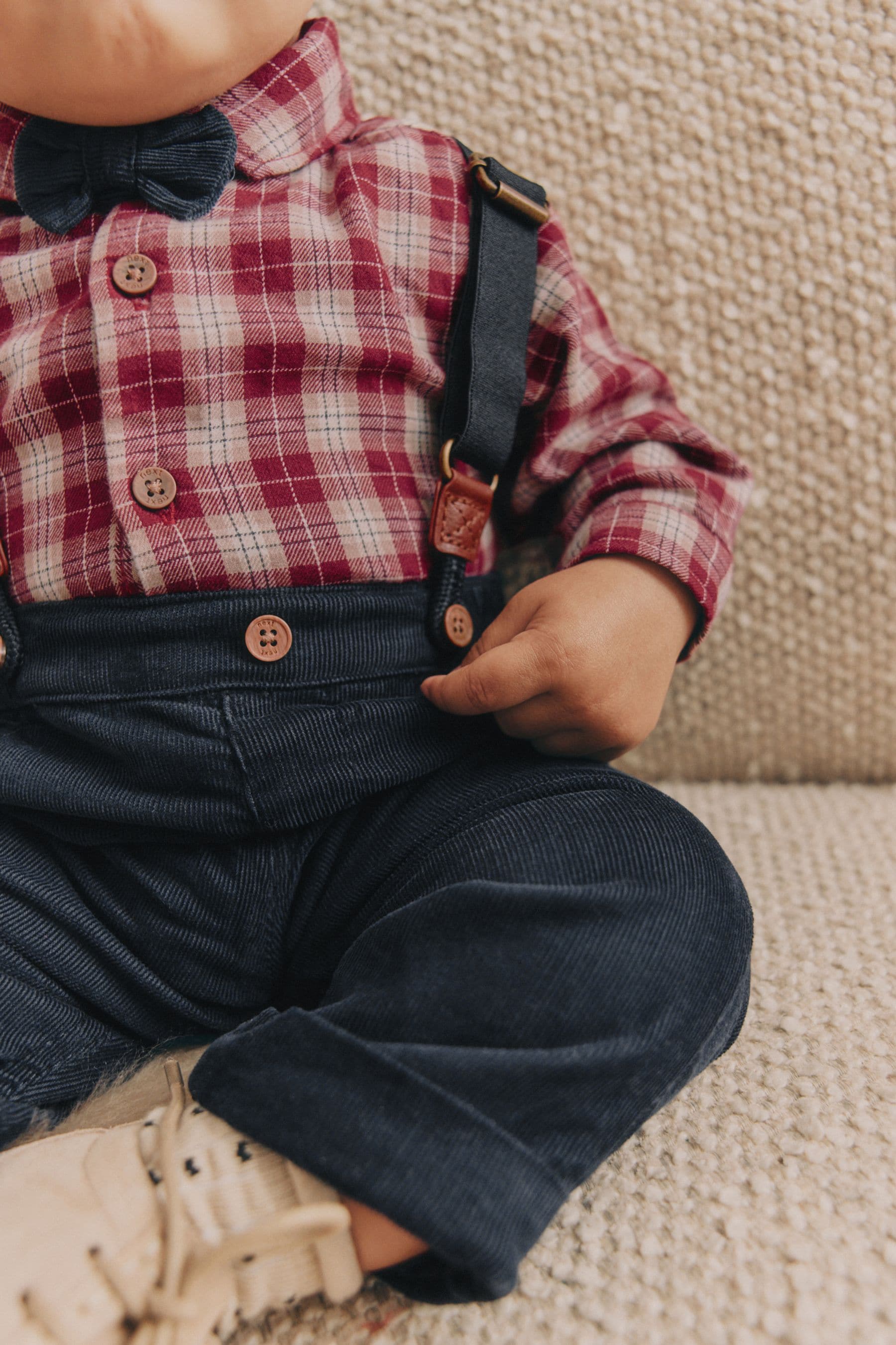 Red Check Baby Shirt Trousers and Braces 4 Piece Set (0mths-2yrs)