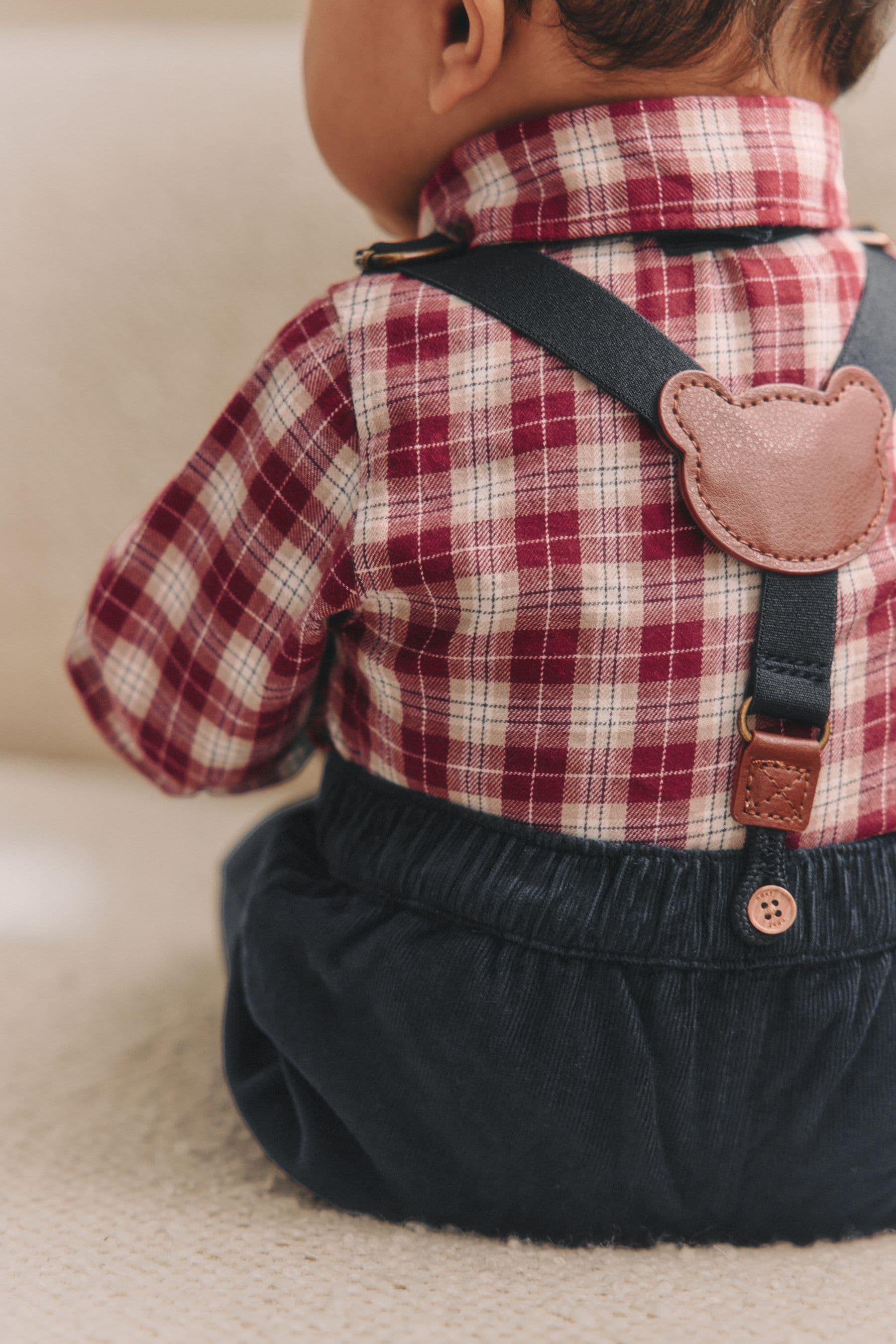 Red Check Baby Shirt Trousers and Braces 4 Piece Set (0mths-2yrs)