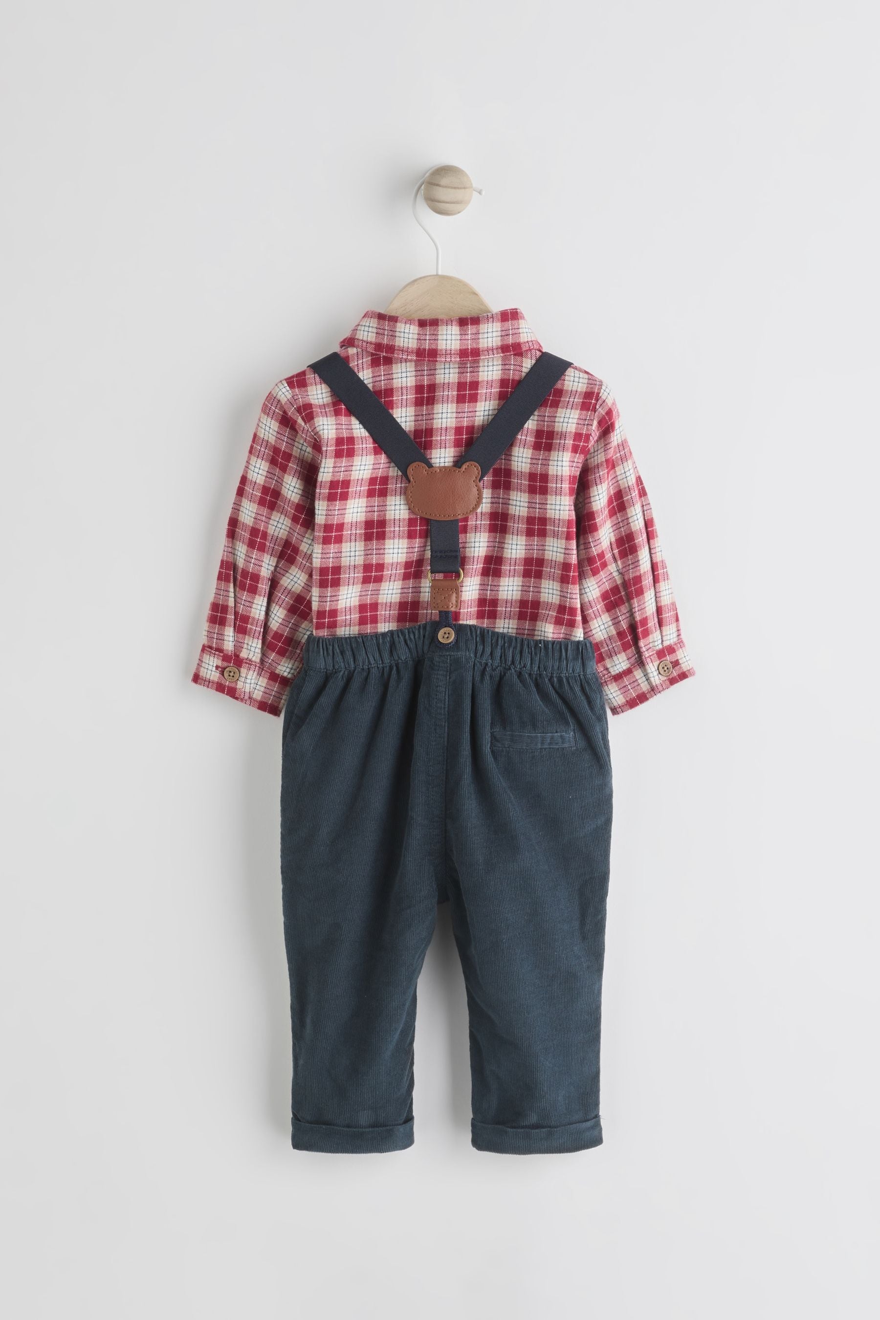 Red Check Baby Shirt Trousers and Braces 4 Piece Set (0mths-2yrs)