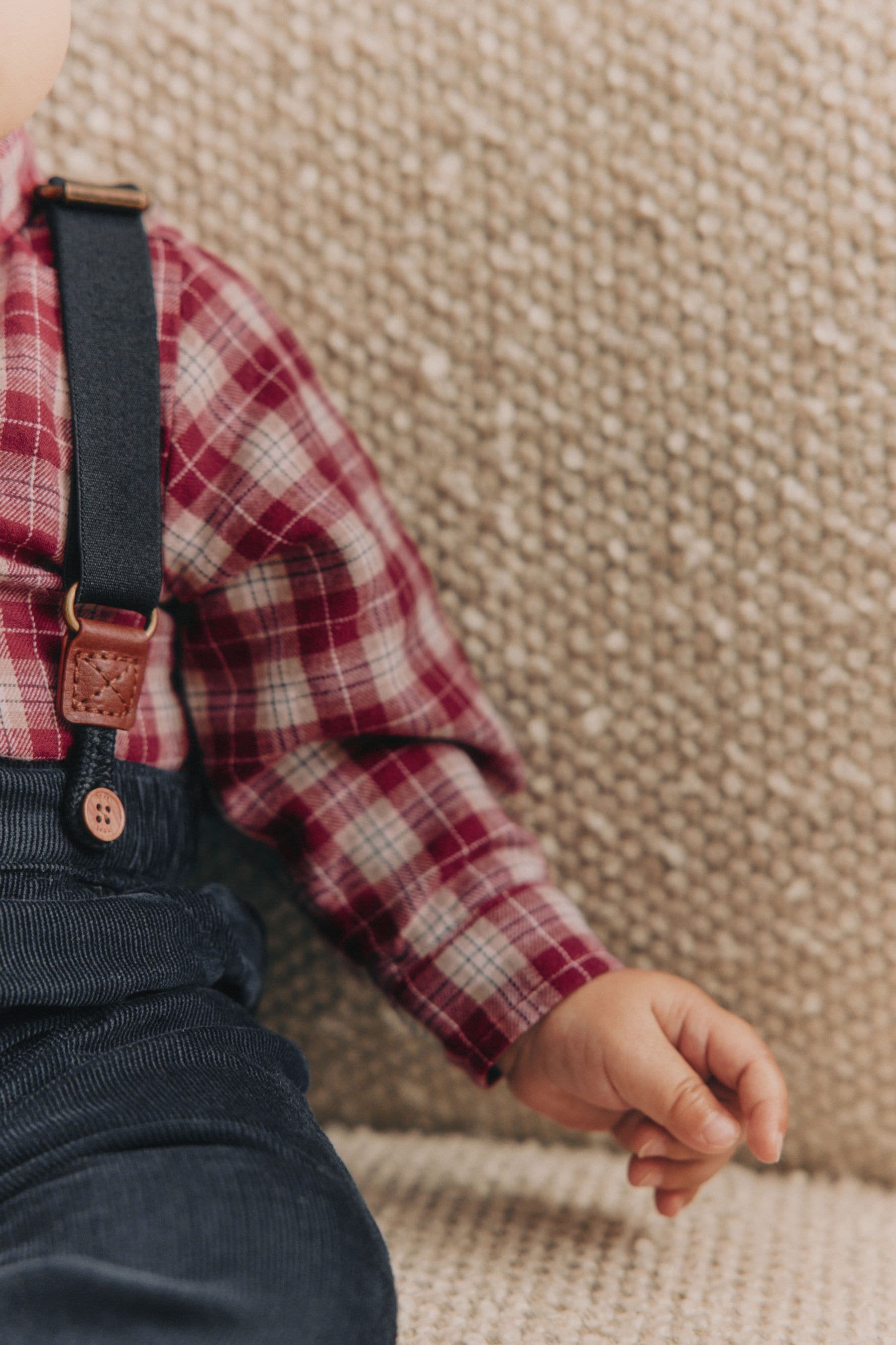 Red Check Baby 100% Cotton Shirt Trousers and Braces Set 4 Piece (0mths-2yrs)