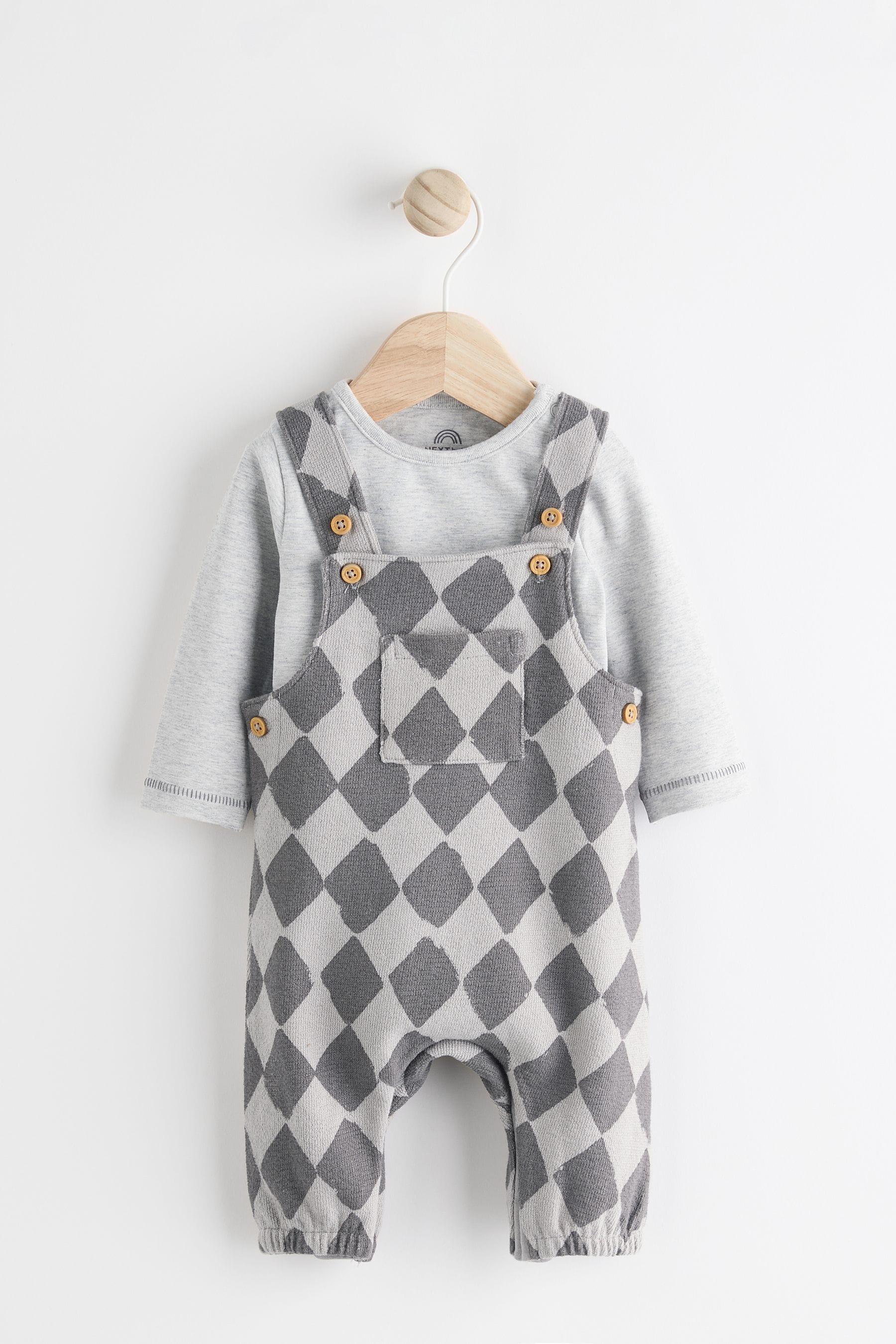 Black & White Baby Jersey Dungarees And Bodysuit Set (0mths-2yrs)