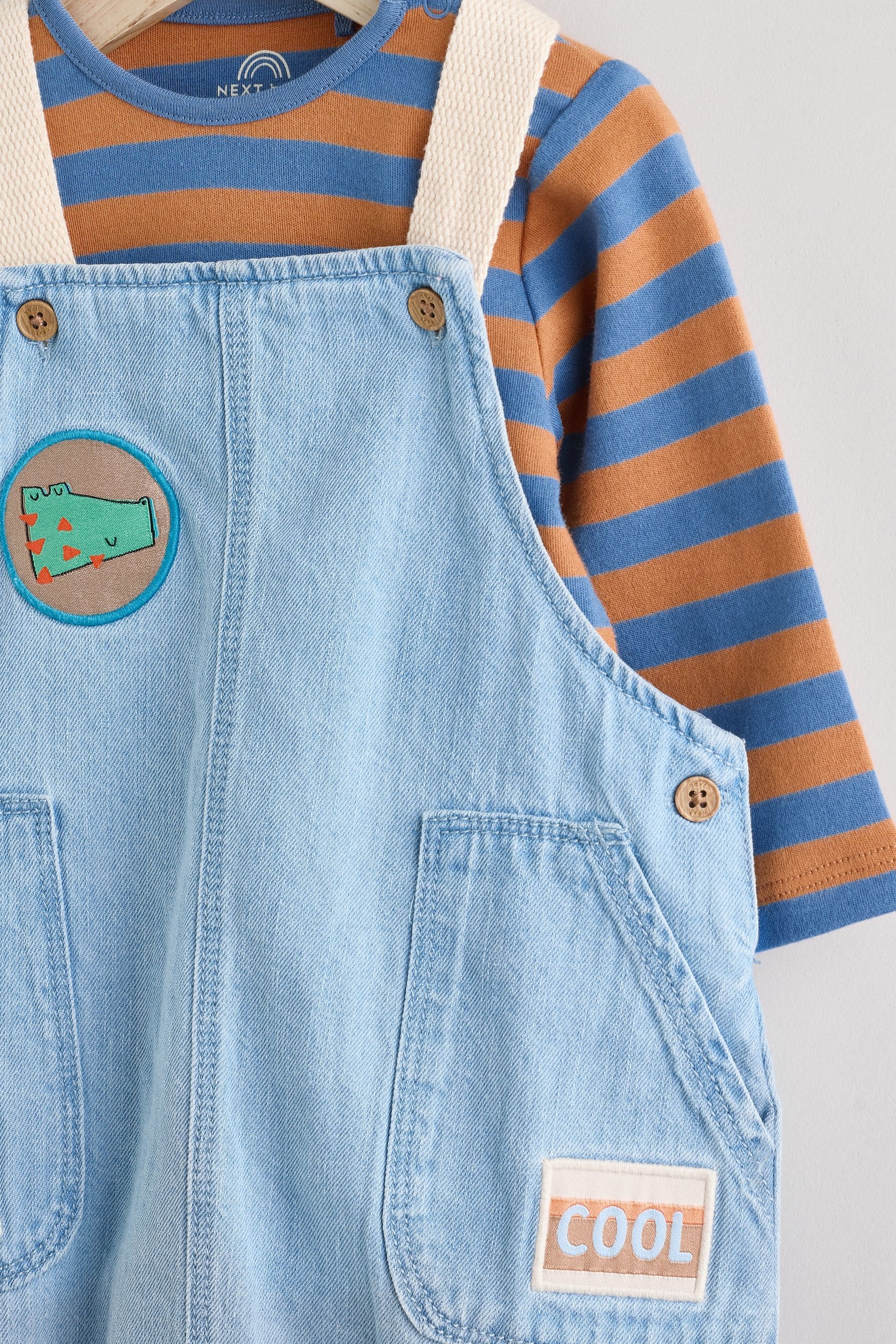 Bright Varsity Baby Denim Dungarees and Bodysuit Set (0mths-2yrs)