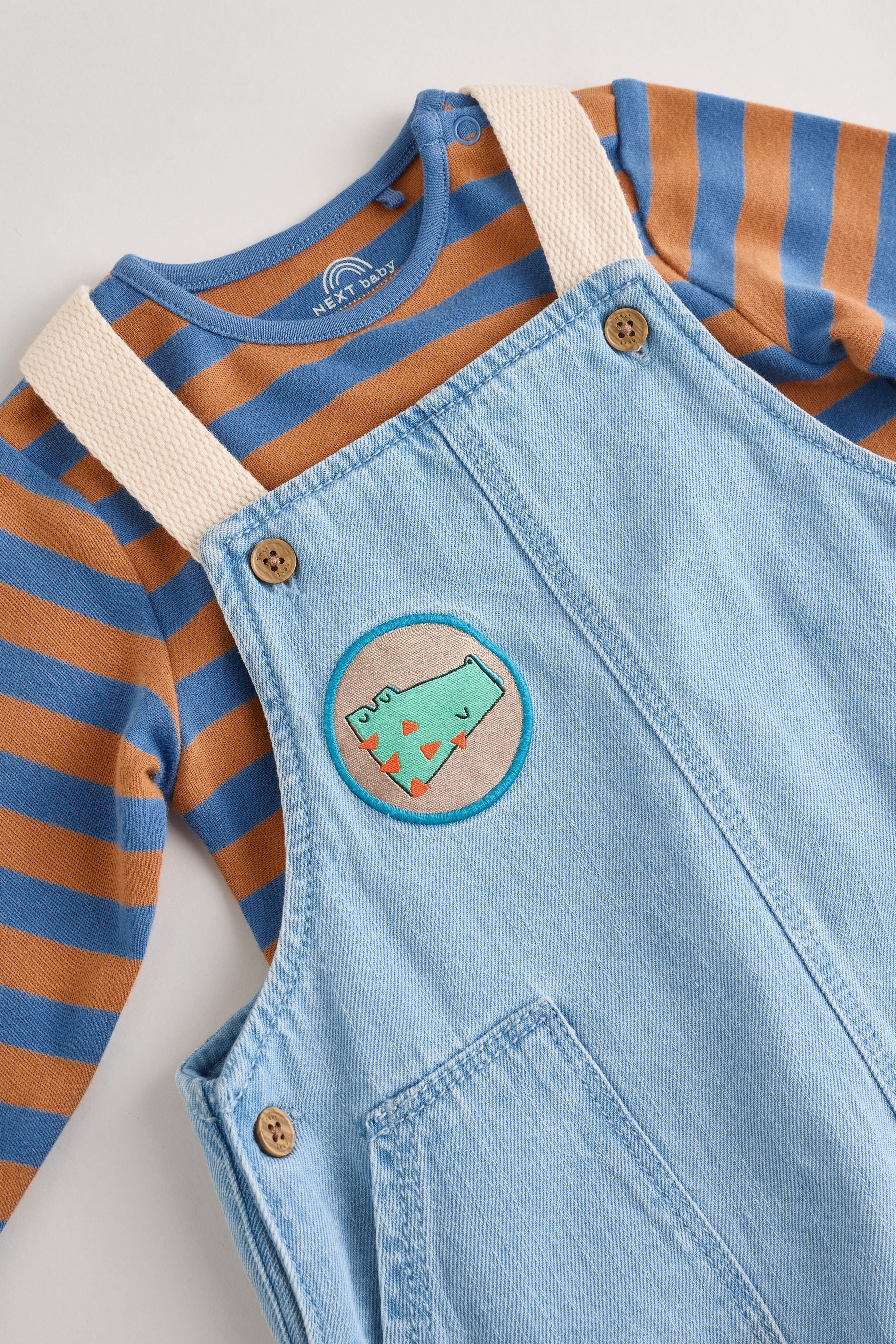 Bright Varsity Baby Denim Dungarees and Bodysuit Set (0mths-2yrs)