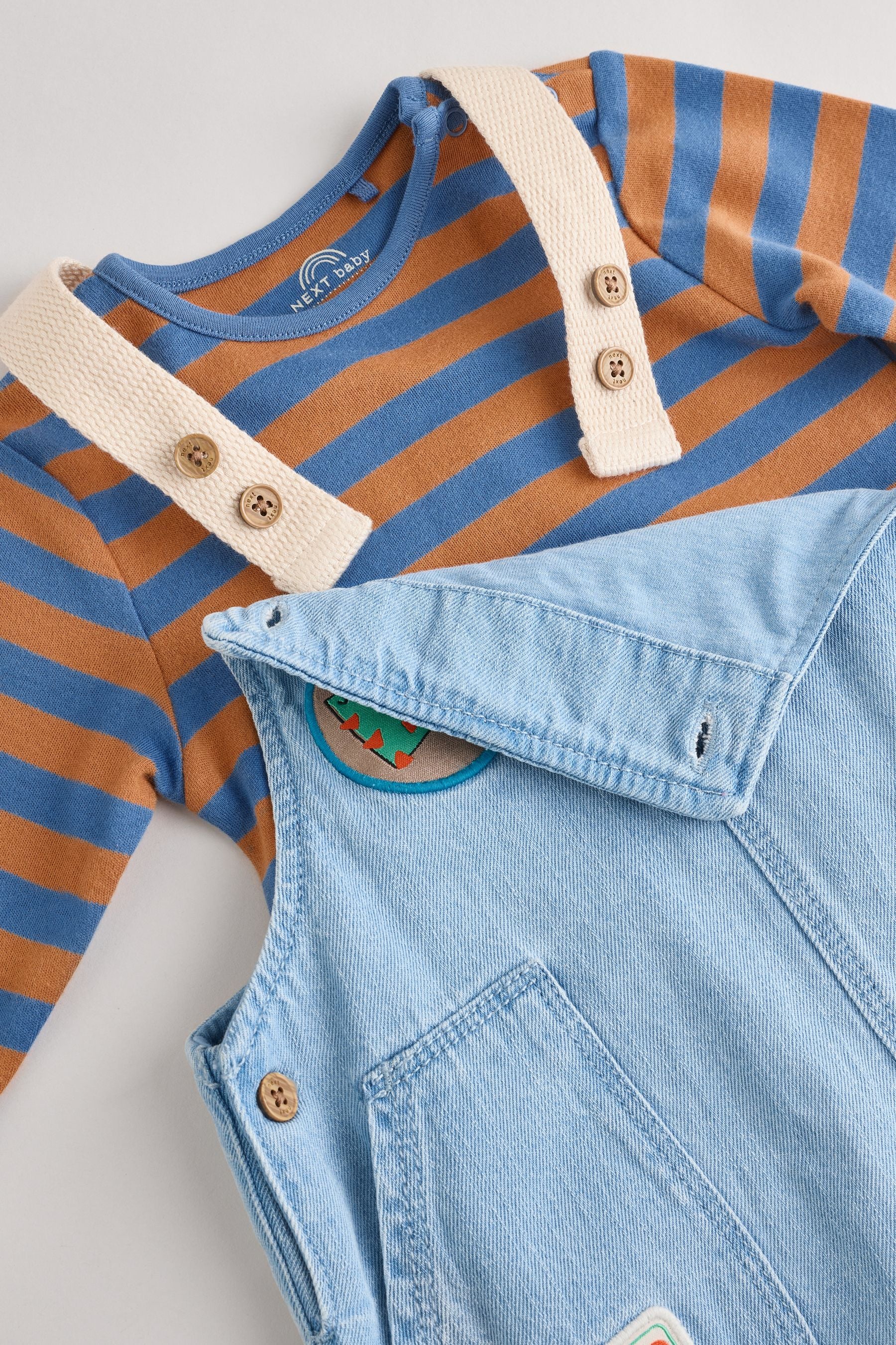 Bright Varsity Baby Denim Dungarees and Bodysuit Set (0mths-2yrs)