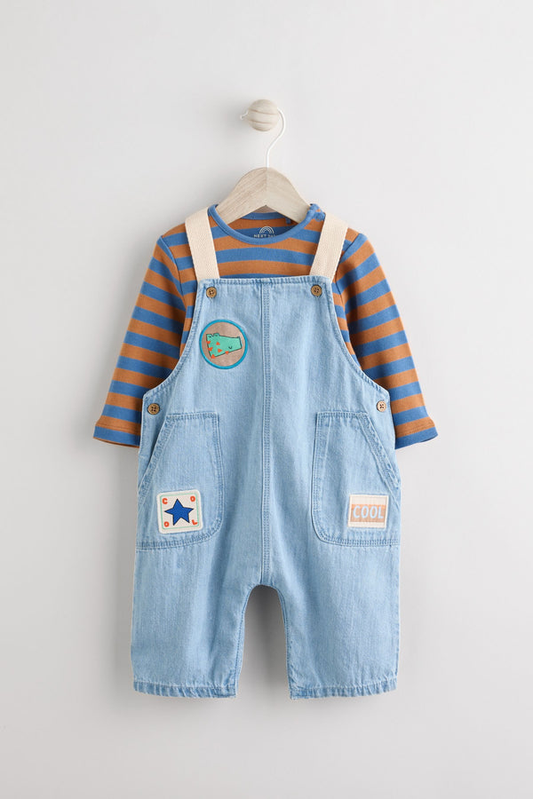 Bright Varsity Baby Denim Dungarees and Bodysuit Set (0mths-2yrs)