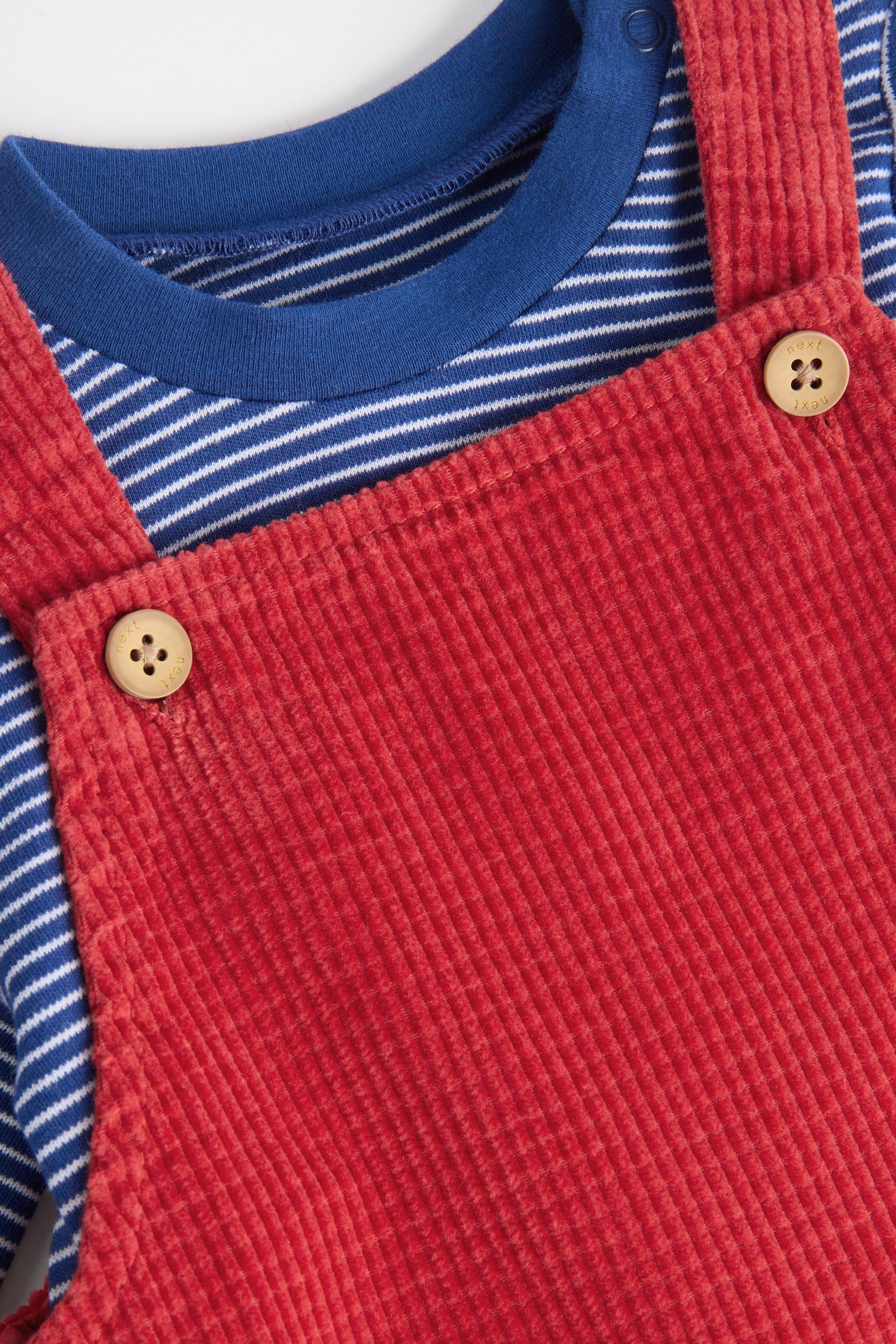 Red Baby Waffle Cord Dungaree and Bodysuit Set (0mths-2yrs)