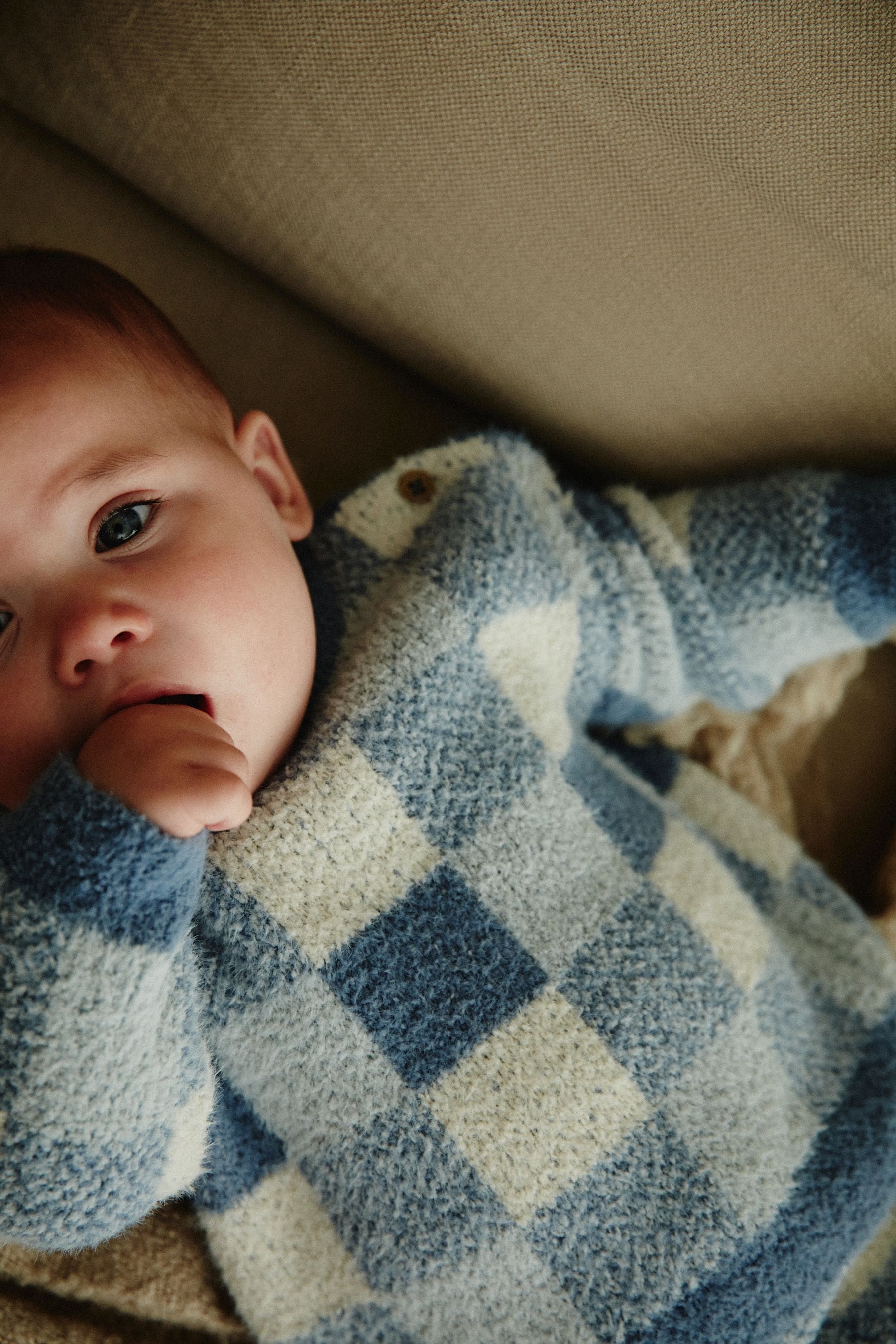 Blue Checkerboard Baby Knitted Jumper and Leggings Set (0mths-2yrs)