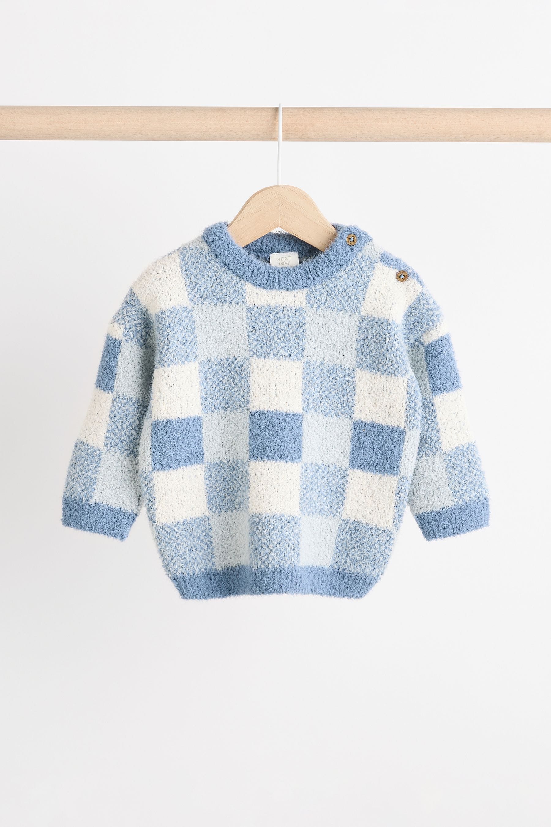 Blue Checkerboard Baby Knitted Jumper and Leggings Set (0mths-2yrs)