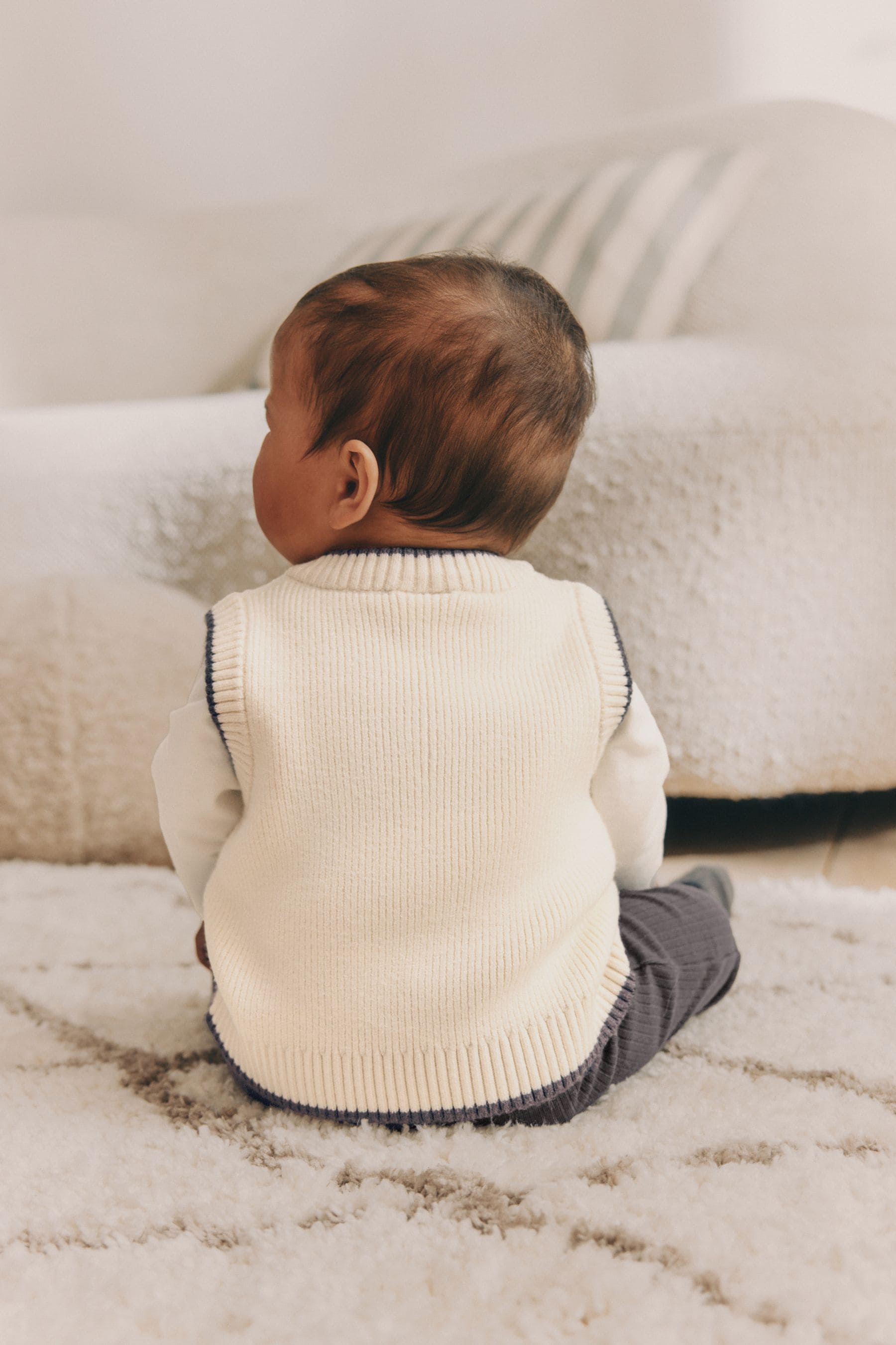 Neutral/Mono Knitted Vest and Leggings Baby 3 Piece Set (0mths-2yrs)