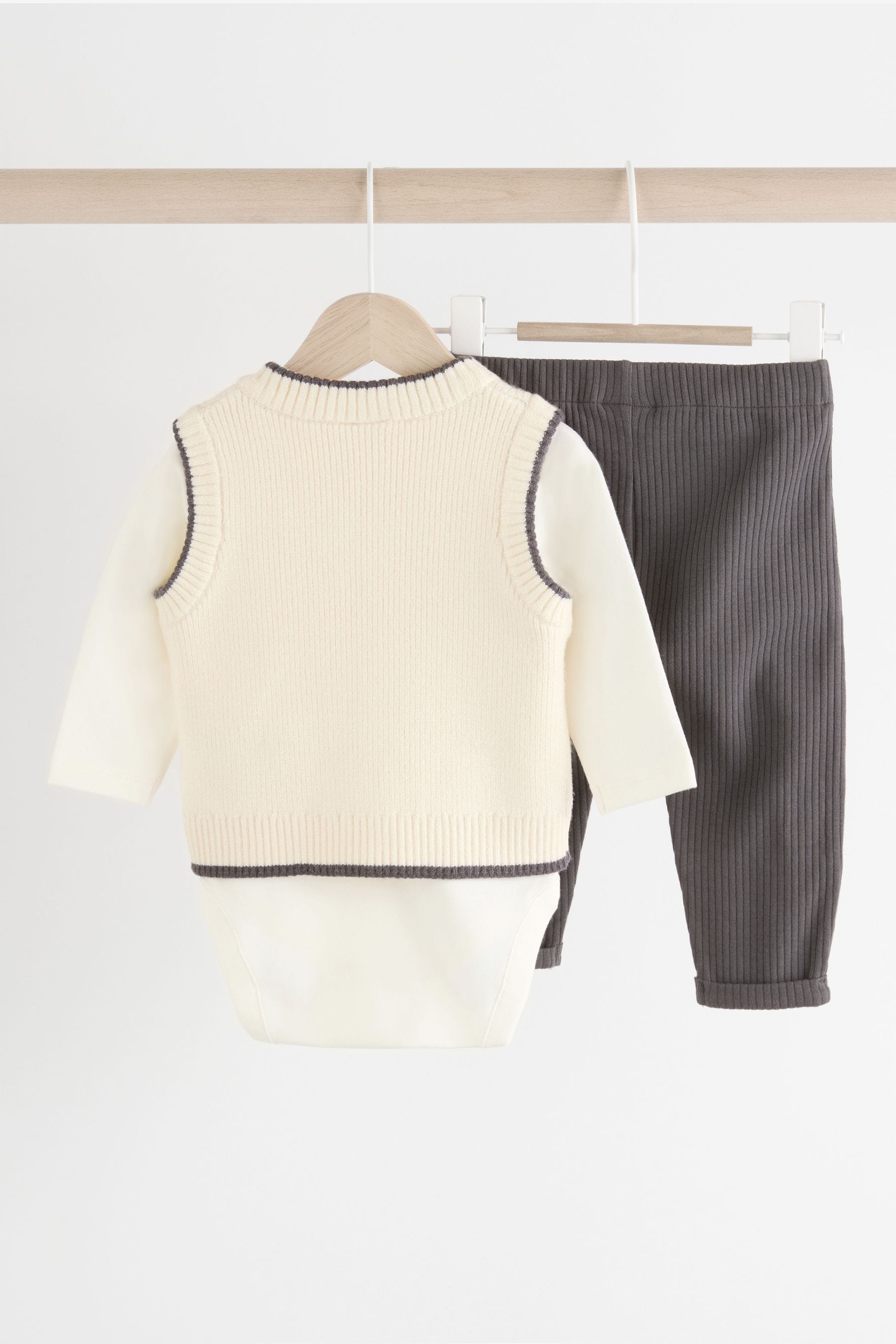 Neutral/Mono Knitted Vest and Leggings Baby 3 Piece Set (0mths-2yrs)