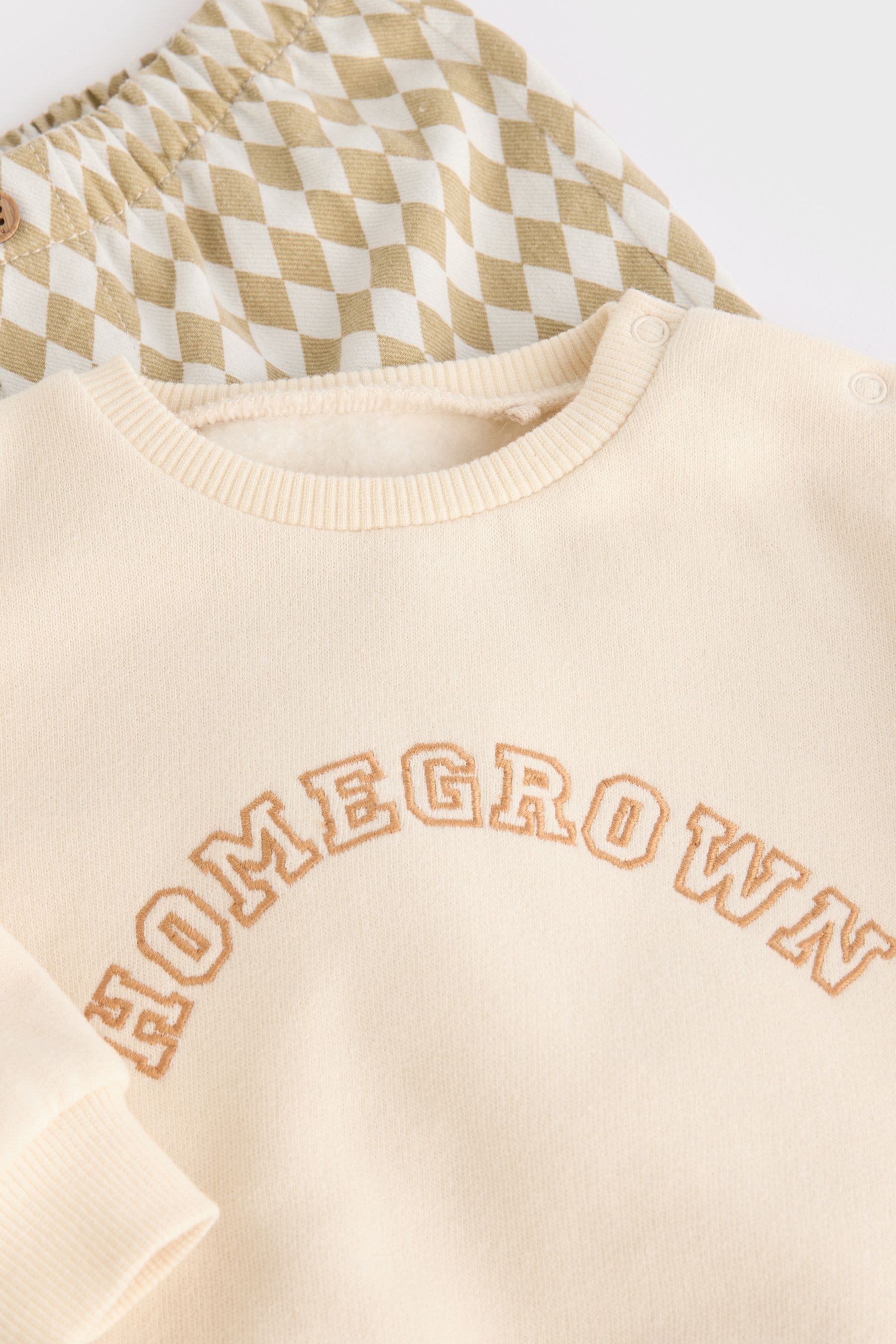 Neutral Slogan Baby 100% Cotton Sweatshirt and Joggers Set