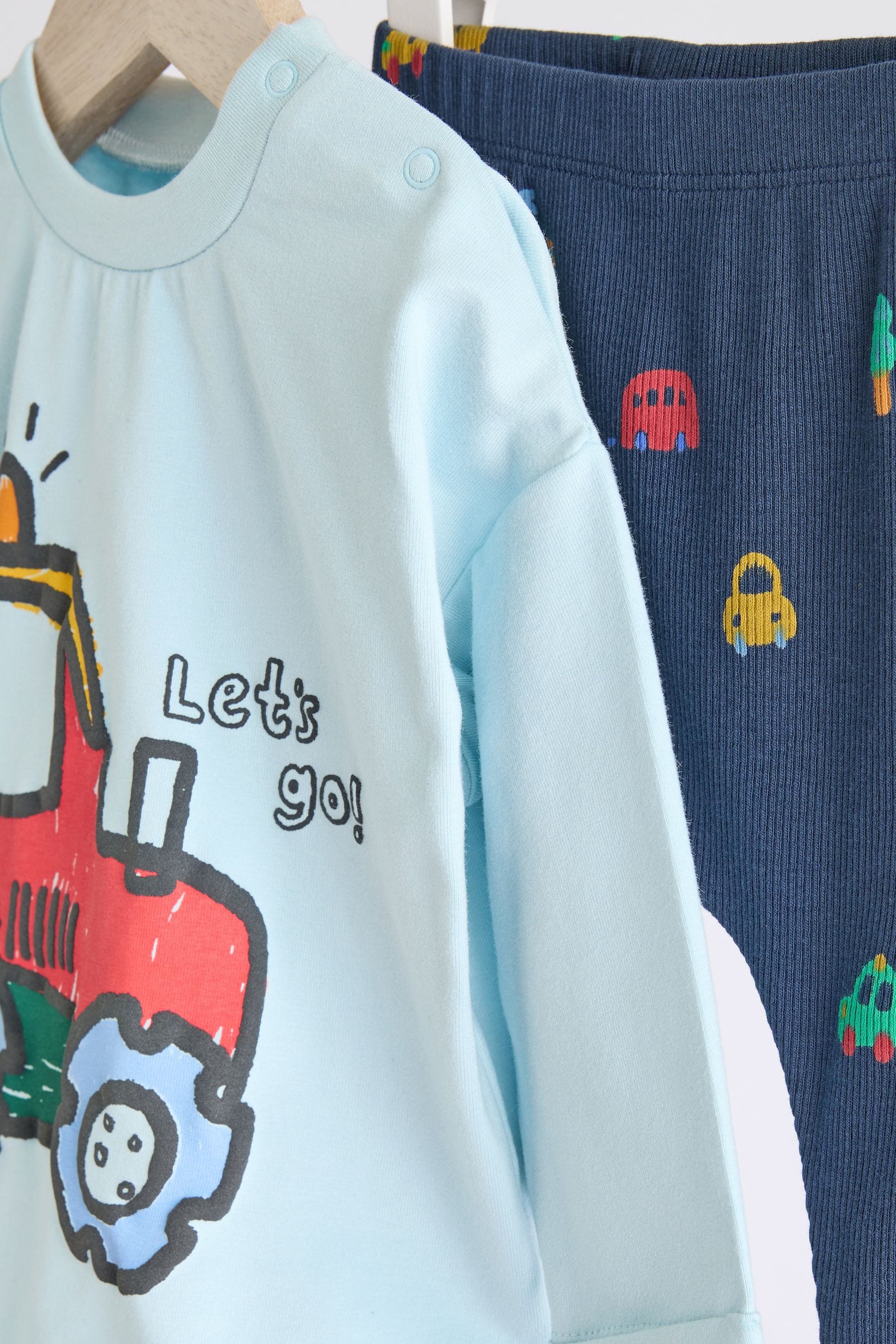 Blue Tractor Baby Top And Leggings Set