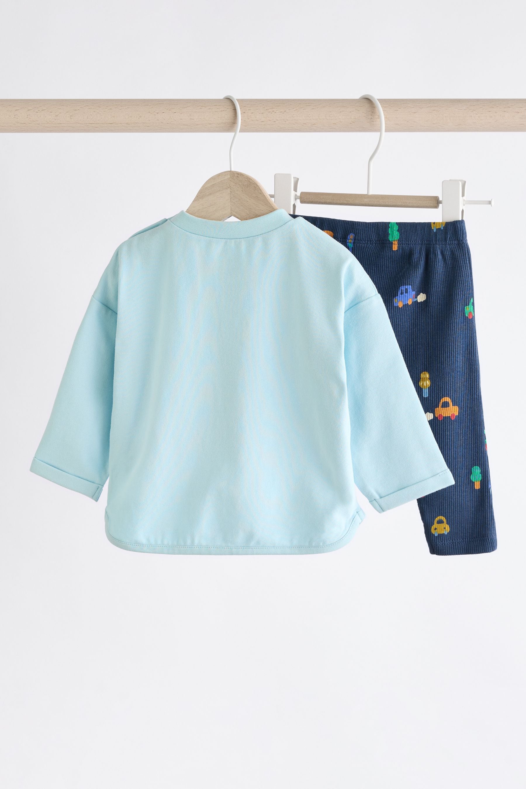 Blue Tractor Baby Top And Leggings Set