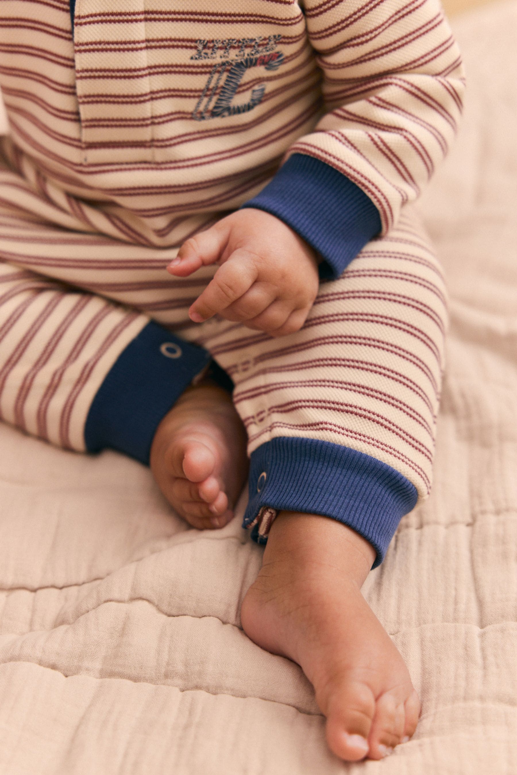 Red Stripe Baby Sweat Romper