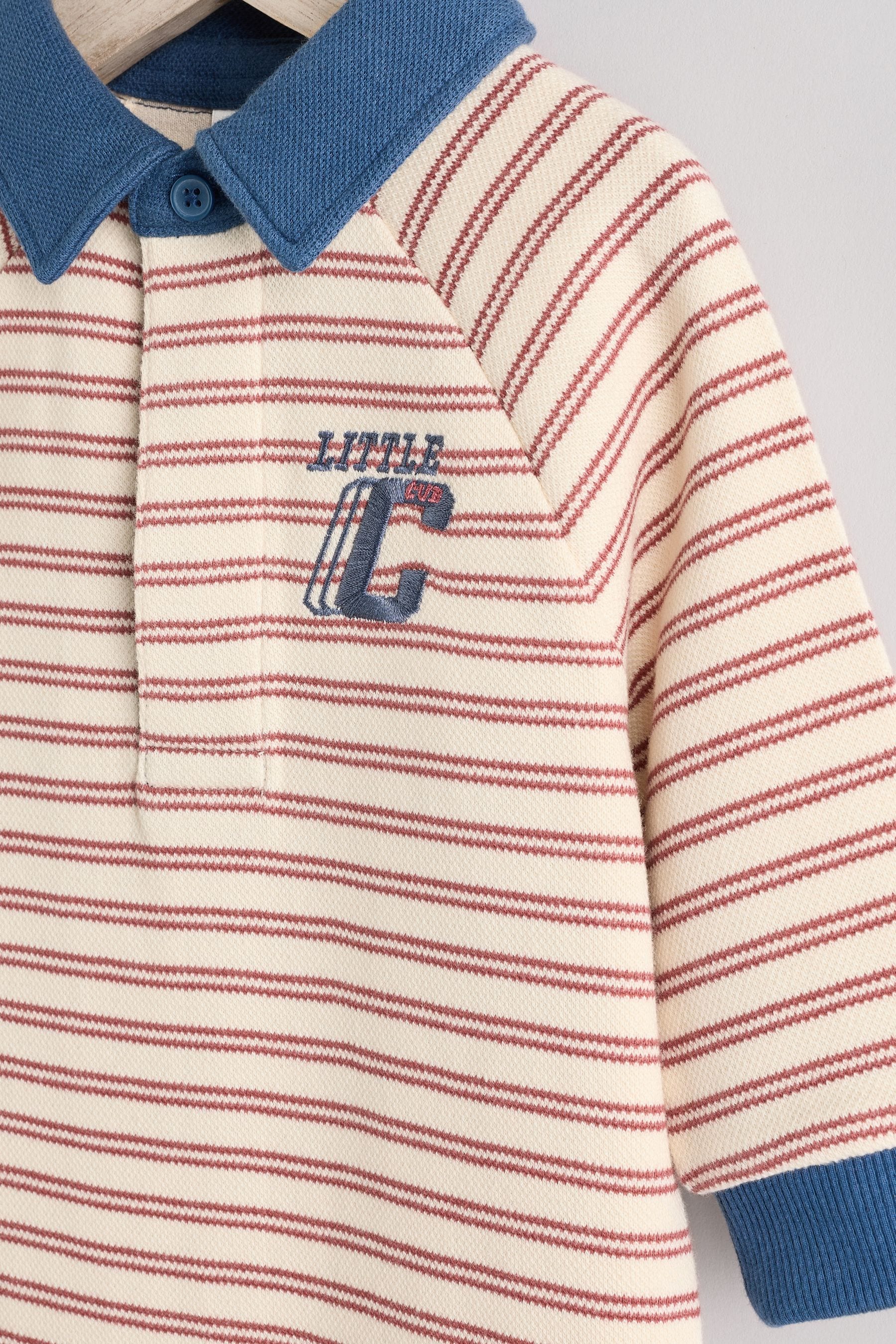 Red Stripe Baby Sweat Romper