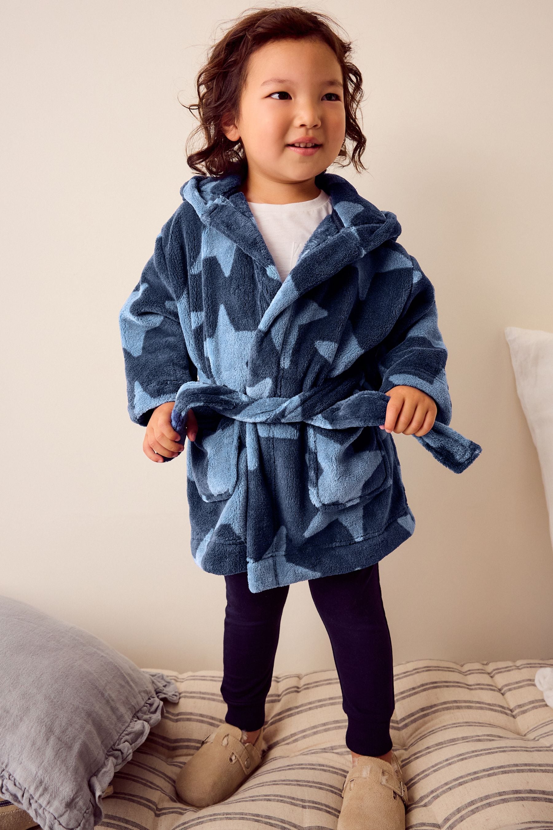 Navy Blue Star Fleece Robe (9mths-16yrs)