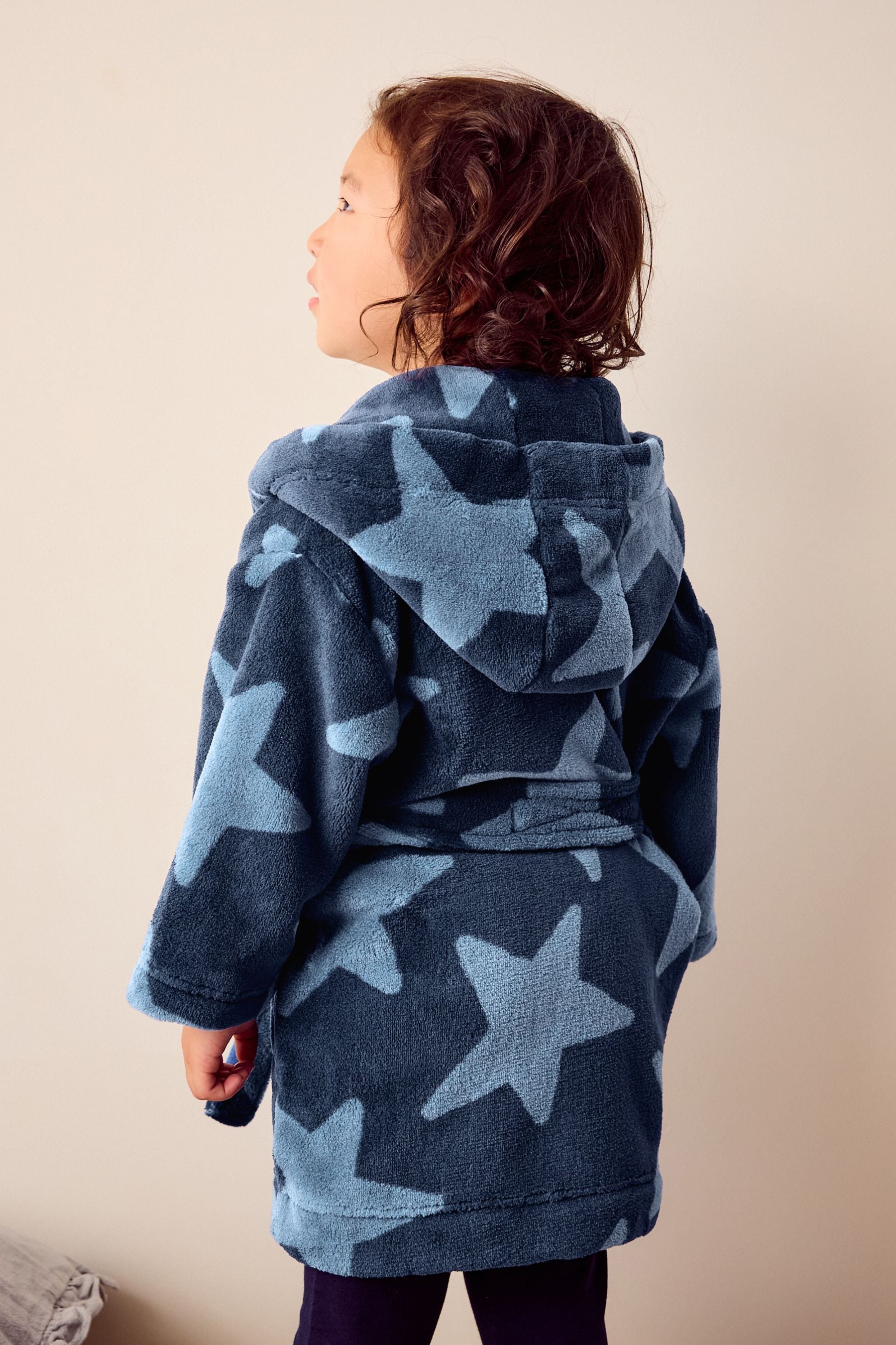 Navy Blue Star Fleece Robe (9mths-16yrs)