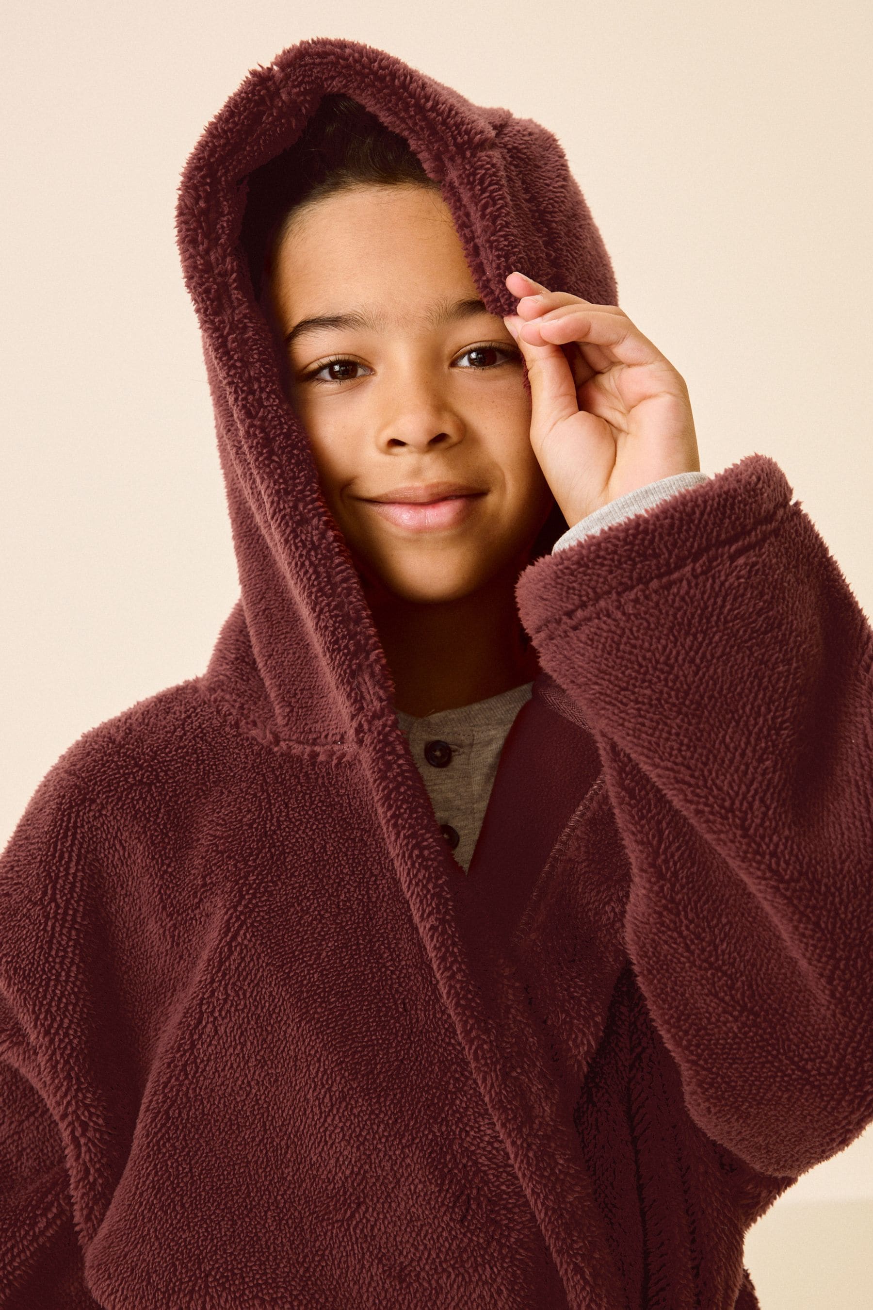 Burgundy Red Fleece Robe (1.5-16yrs)