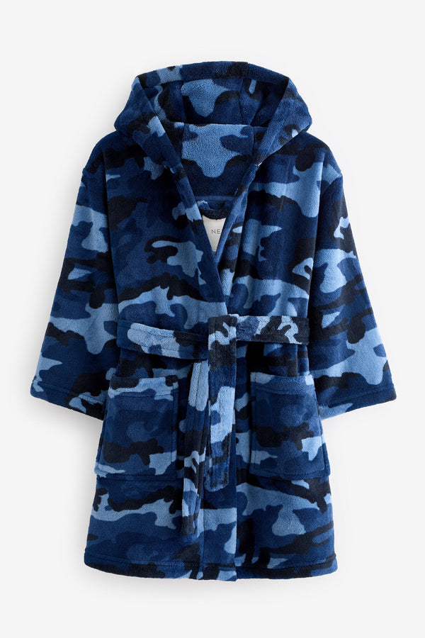 Blue/Navy Camouflage Fleece Robe (3-16yrs)