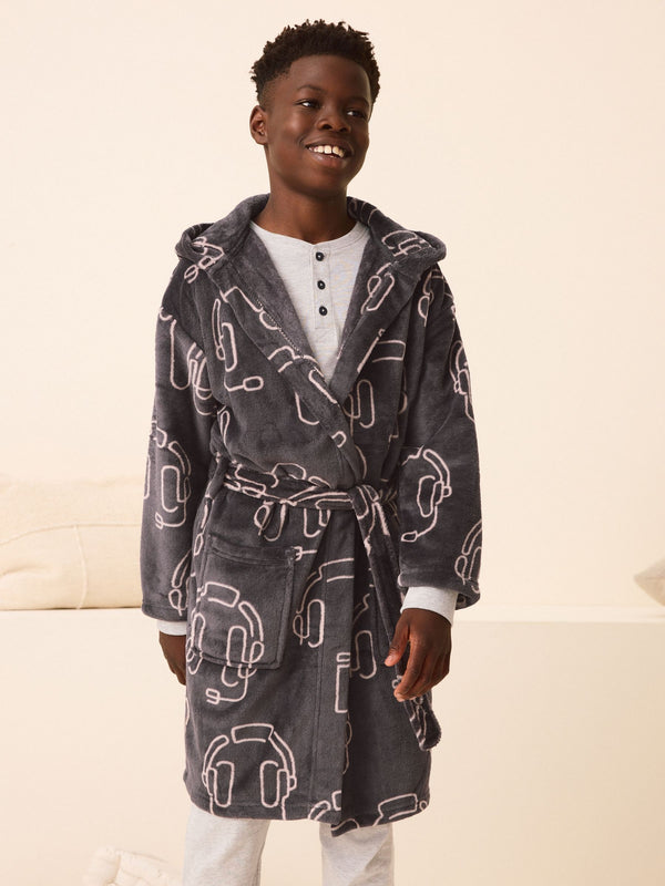 Charcoal Grey Gamer Fleece Robe (3-16yrs)