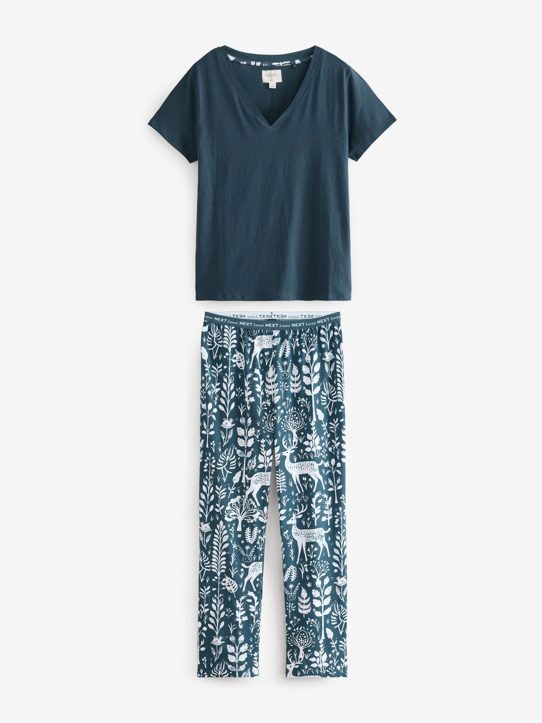 Navy Woodland 100% Cotton Short Sleeve Pyjamas