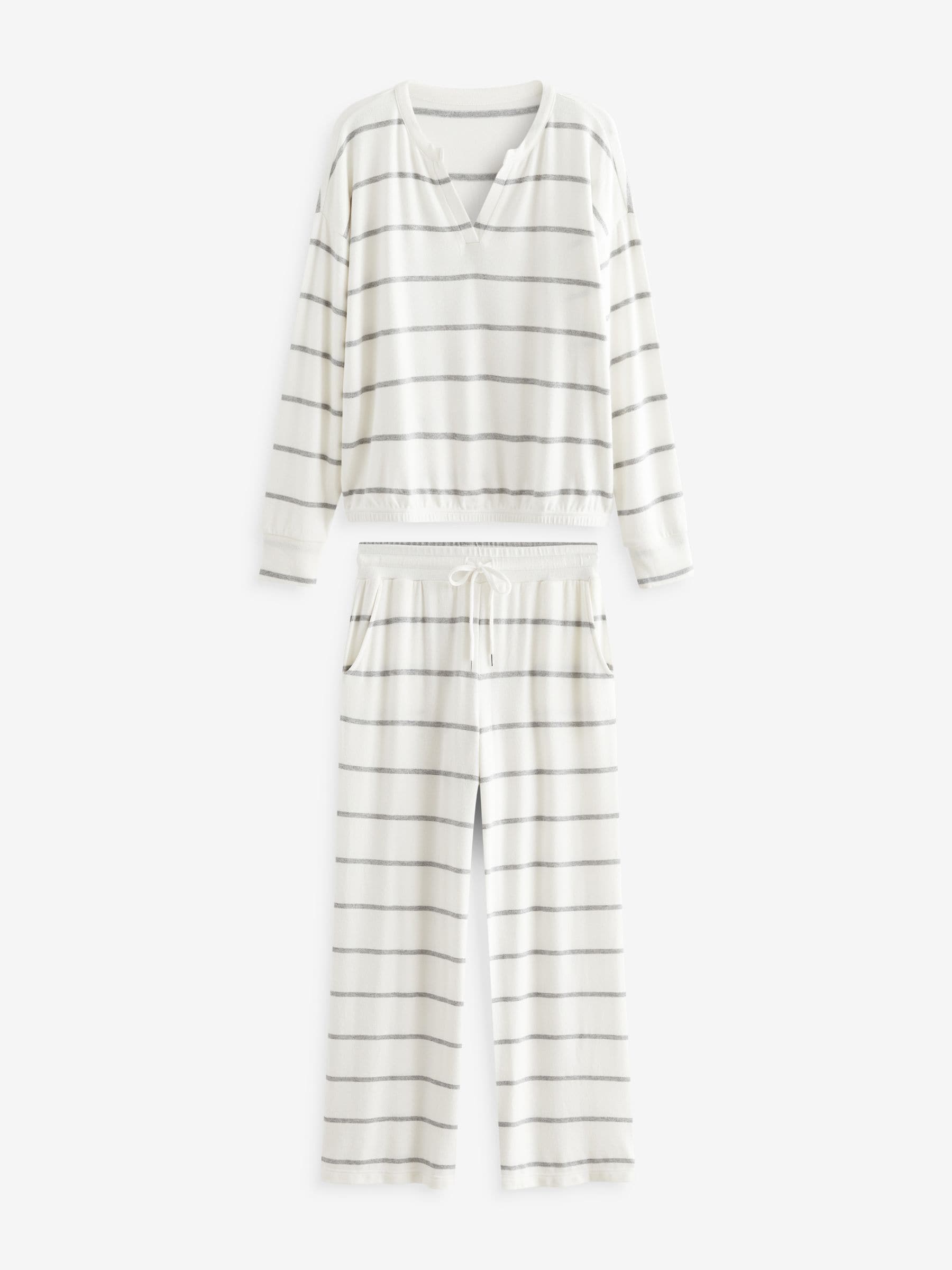 White Stripe Supersoft Long Sleeve Pyjamas