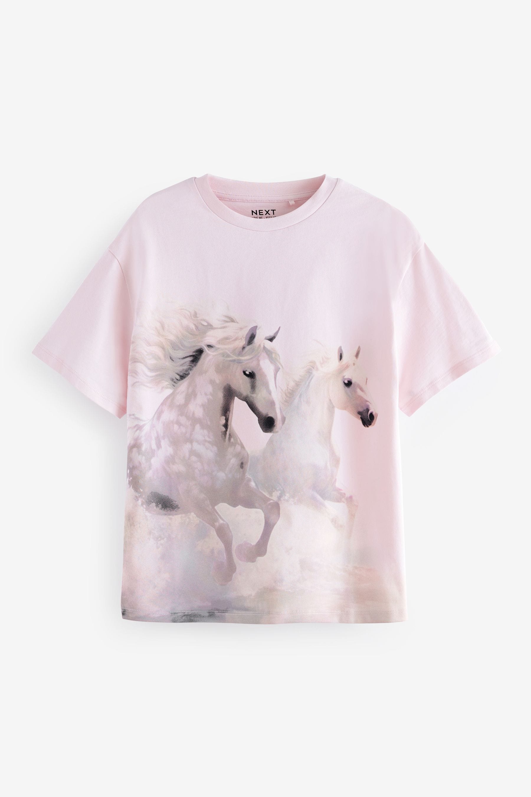 Pink Oversized Horse 100% Cotton Graphic T-Shirt (3-16yrs)