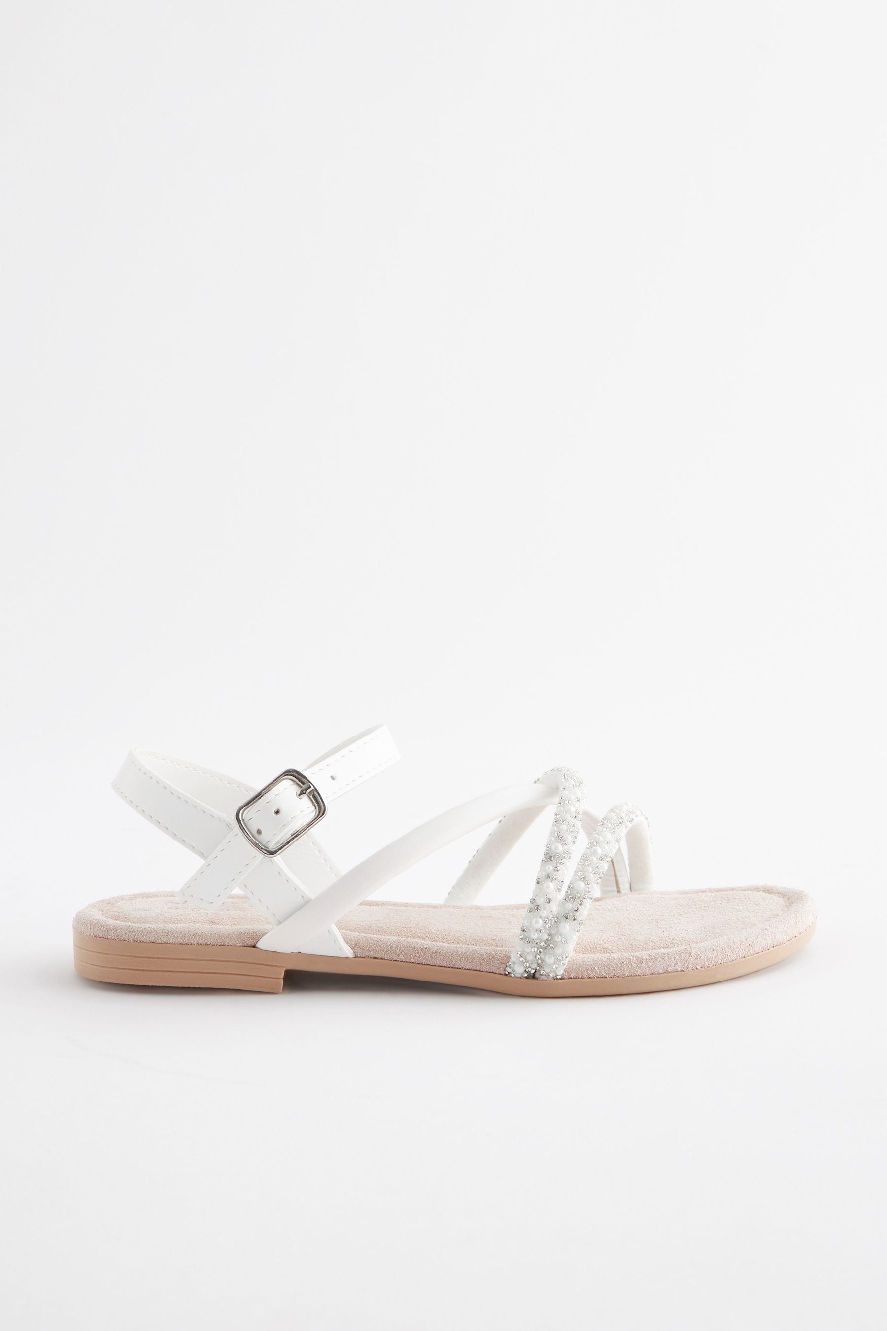 White Jewel Strappy Bridesmaid Sandals