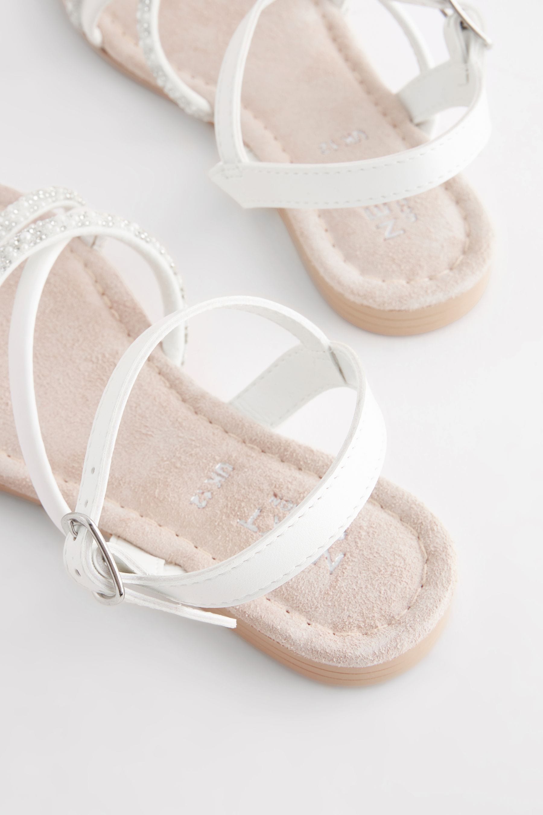 White Jewel Strappy Bridesmaid Sandals