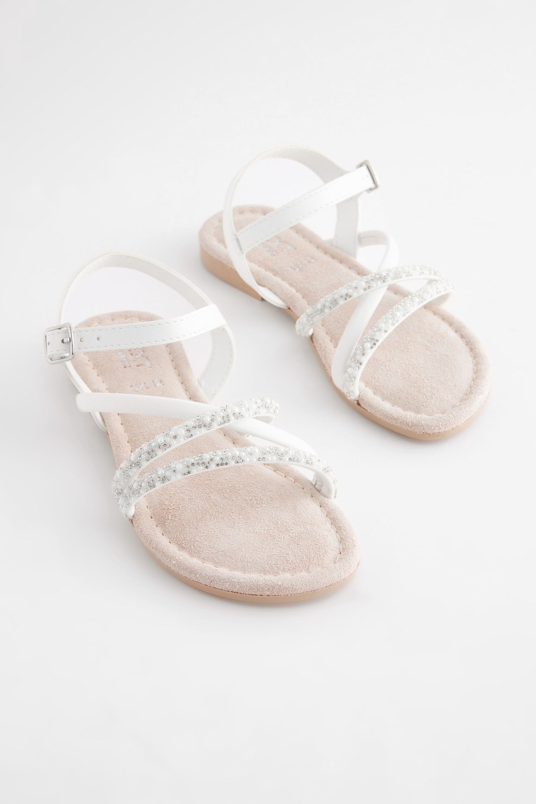 White Jewel Strappy Bridesmaid Sandals