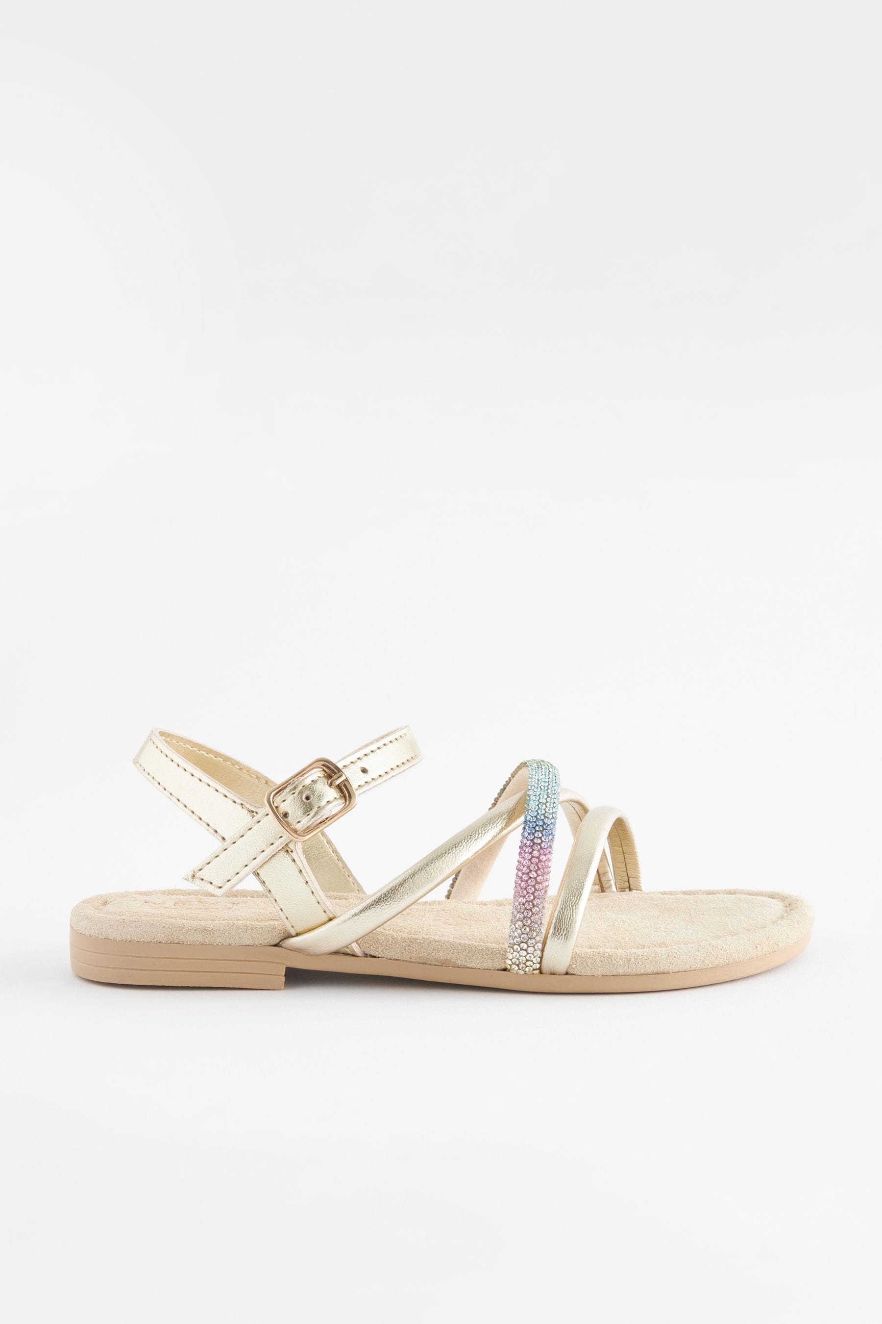 Gold Rainbow Strappy Occasion Sandals