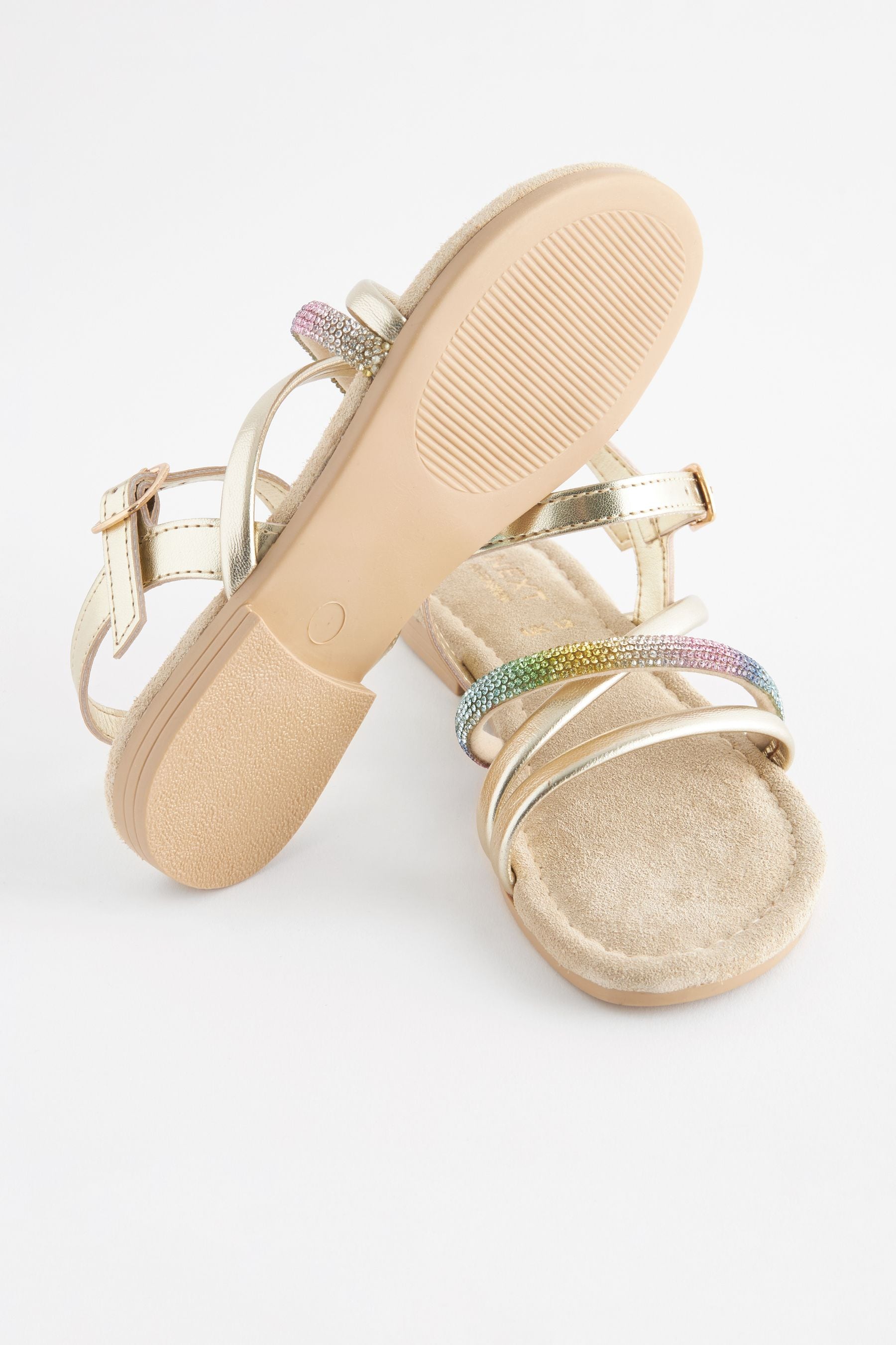 Gold Rainbow Strappy Occasion Sandals