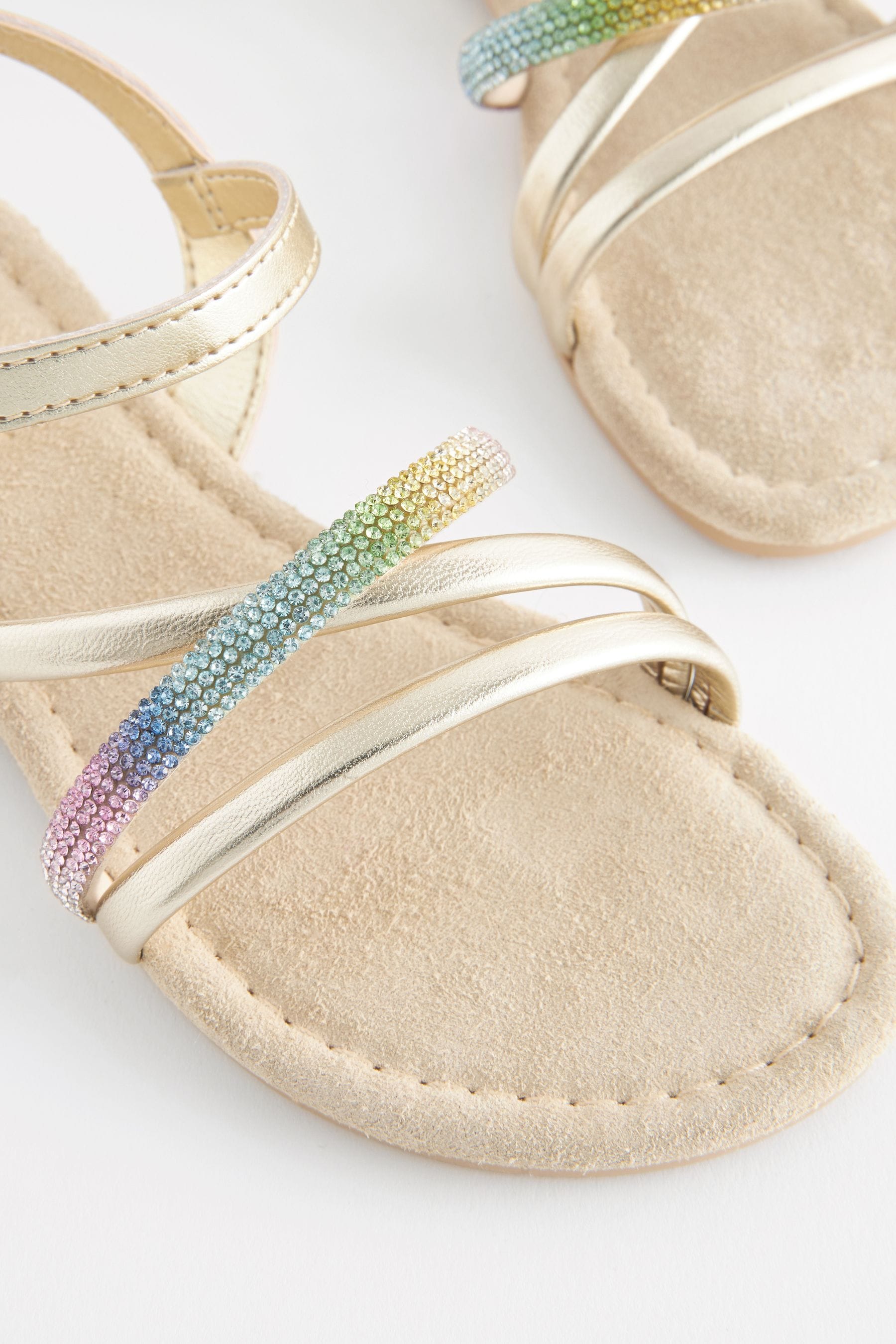 Gold Rainbow Strappy Occasion Sandals