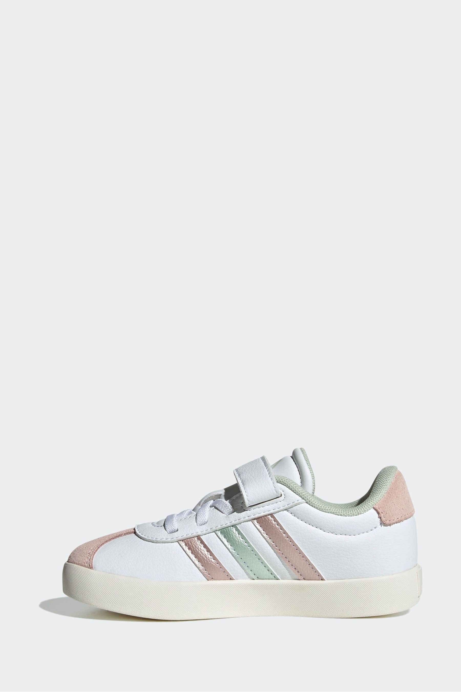 adidas White/Pink/Silver VL Court 3.0 Trainers