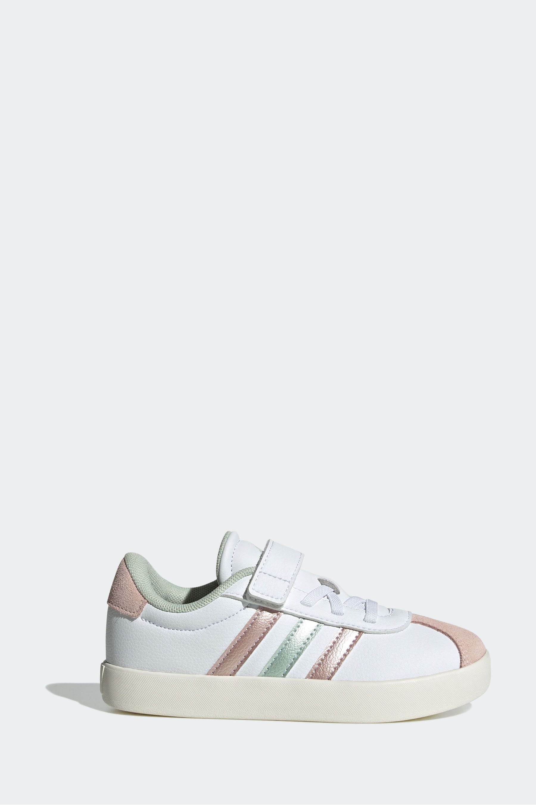 adidas White/Silver Kids VL Court 3.0 Skateboarding Shoes