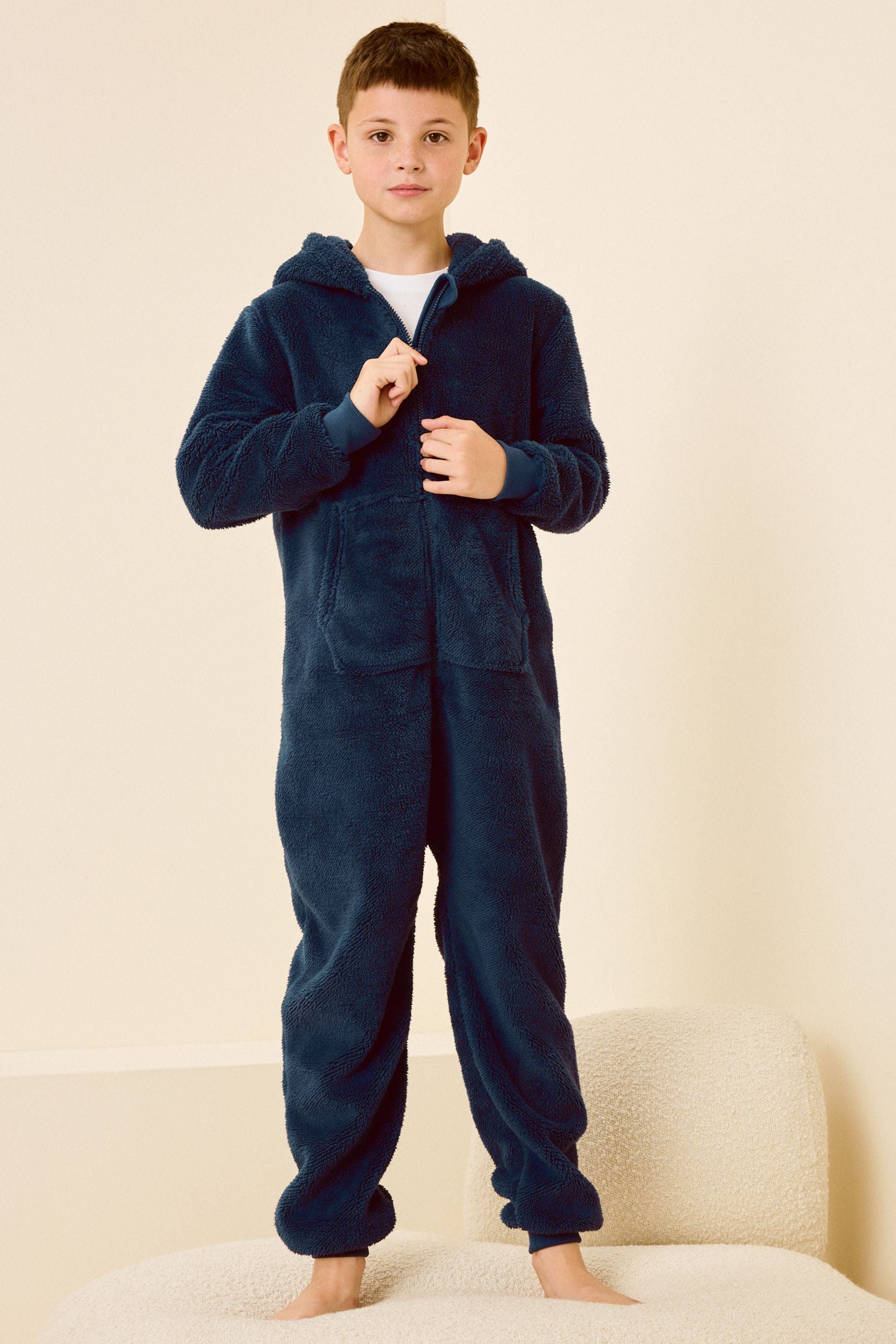 Navy Blue Fleece All-In-One (3-16yrs)