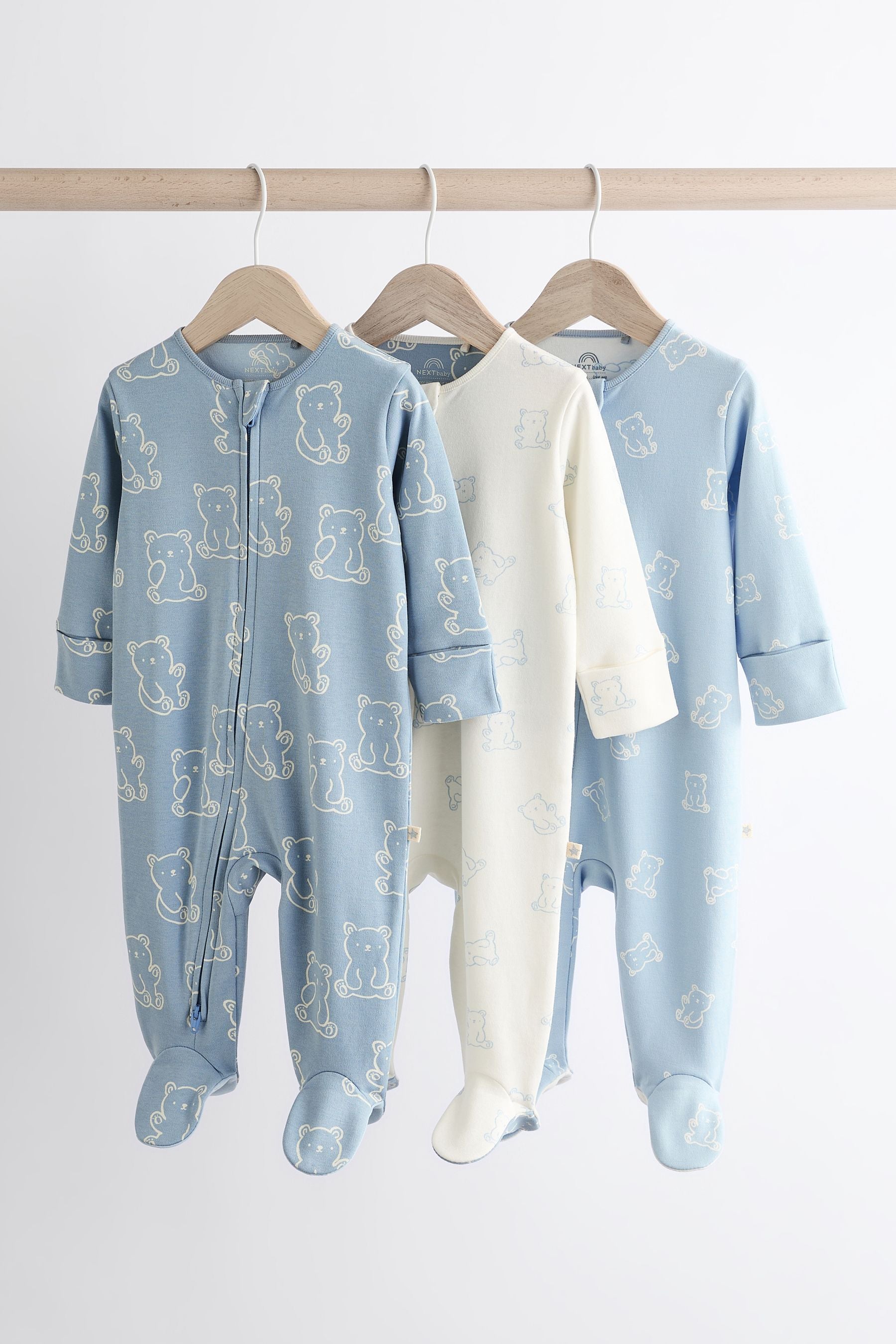 Blue Baby Sleepsuits 3 Pack (0-2yrs)