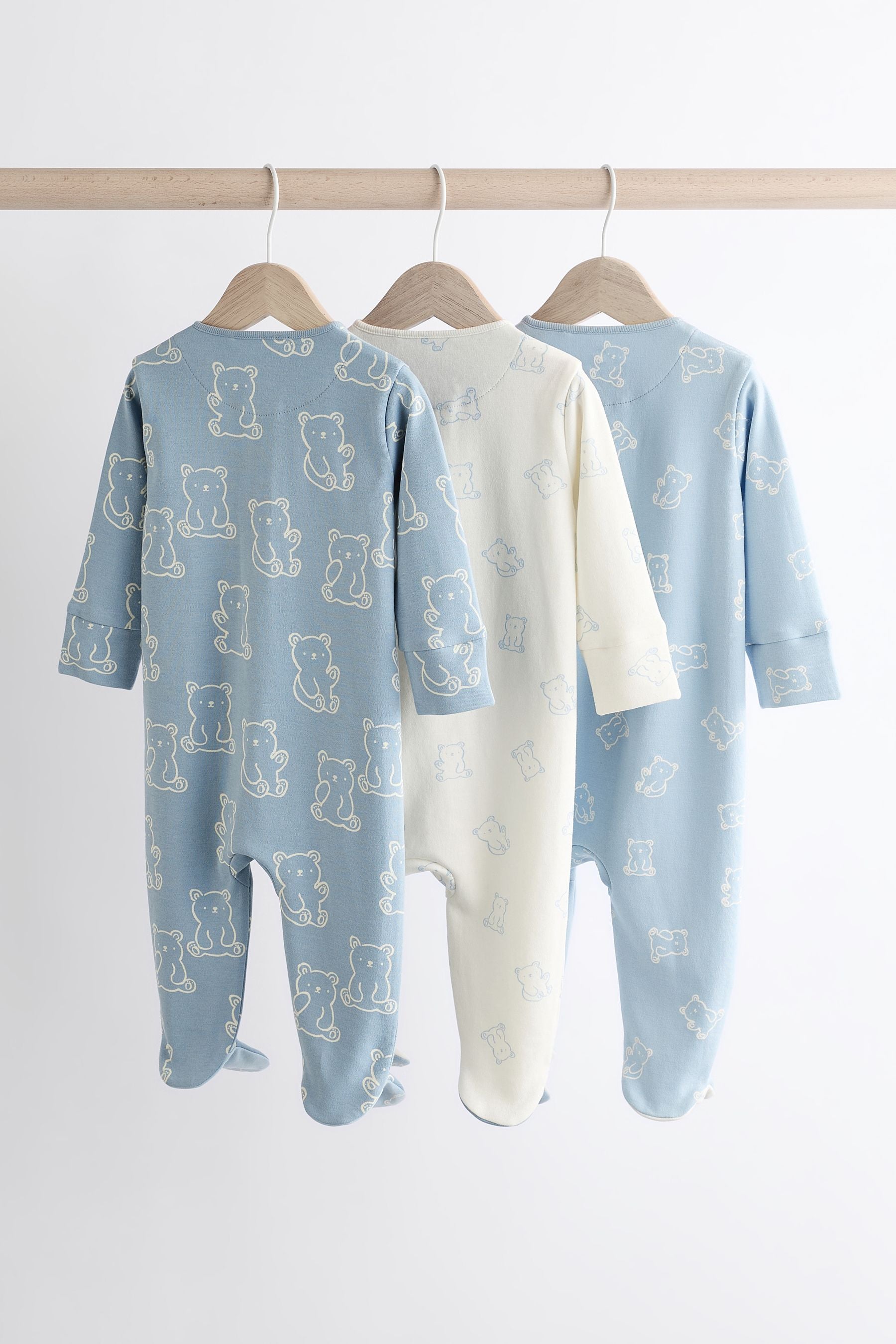 Blue Baby Sleepsuits 3 Pack (0-2yrs)