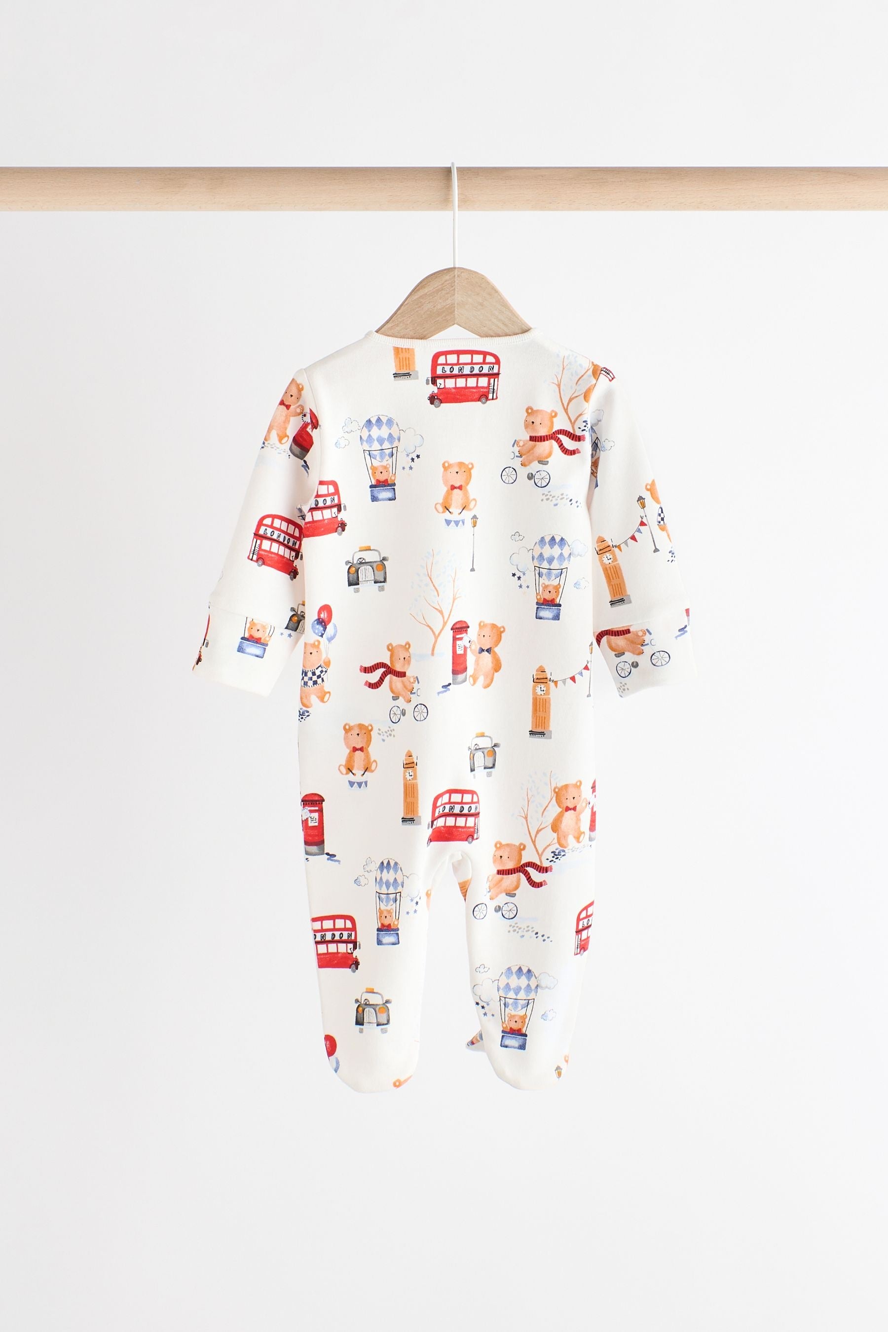 Red/Blue Baby 100% Cotton Sleepsuits 3 Pack (0-2yrs)