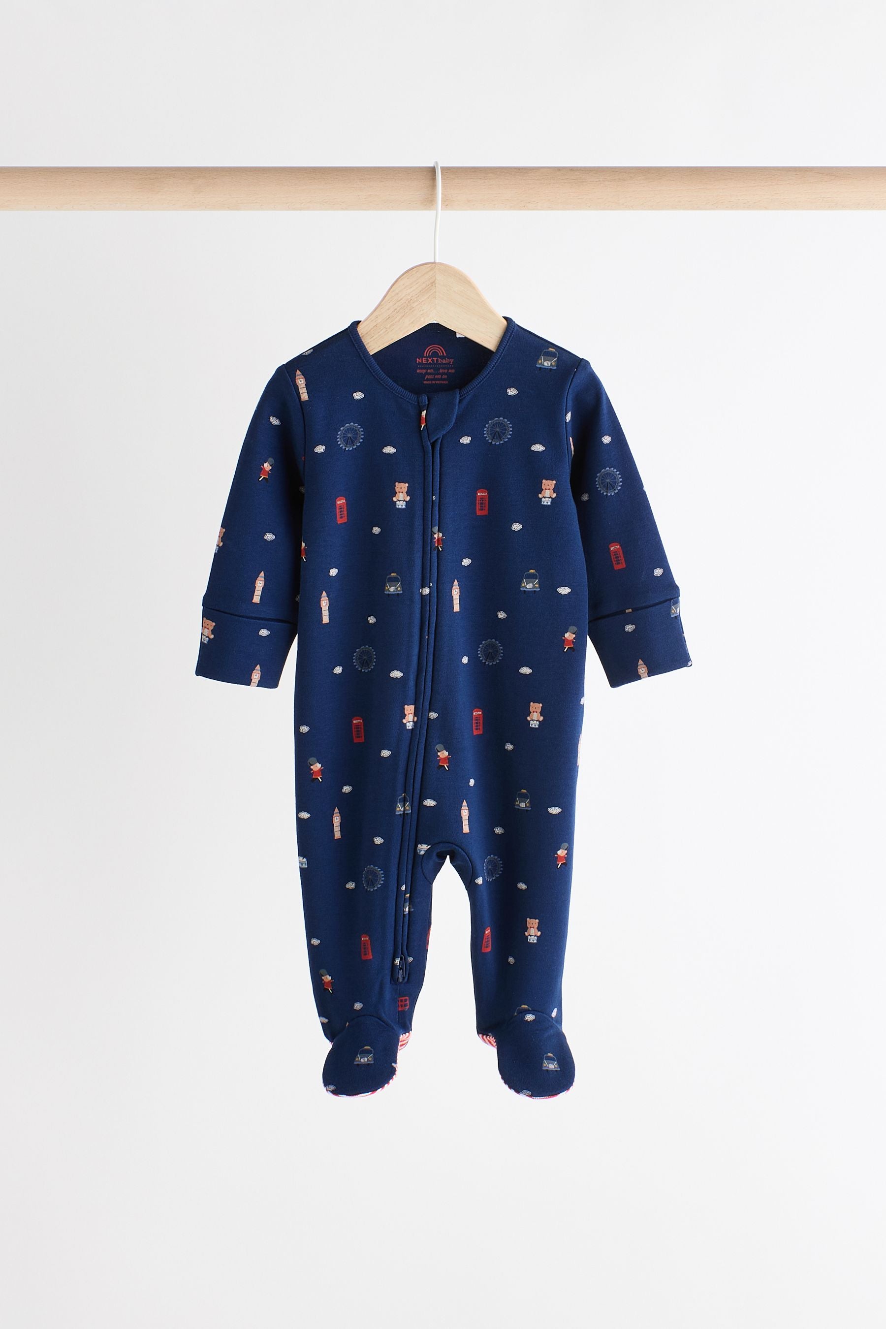 Red/Blue Baby Sleepsuits 3 Pack (0-2yrs)