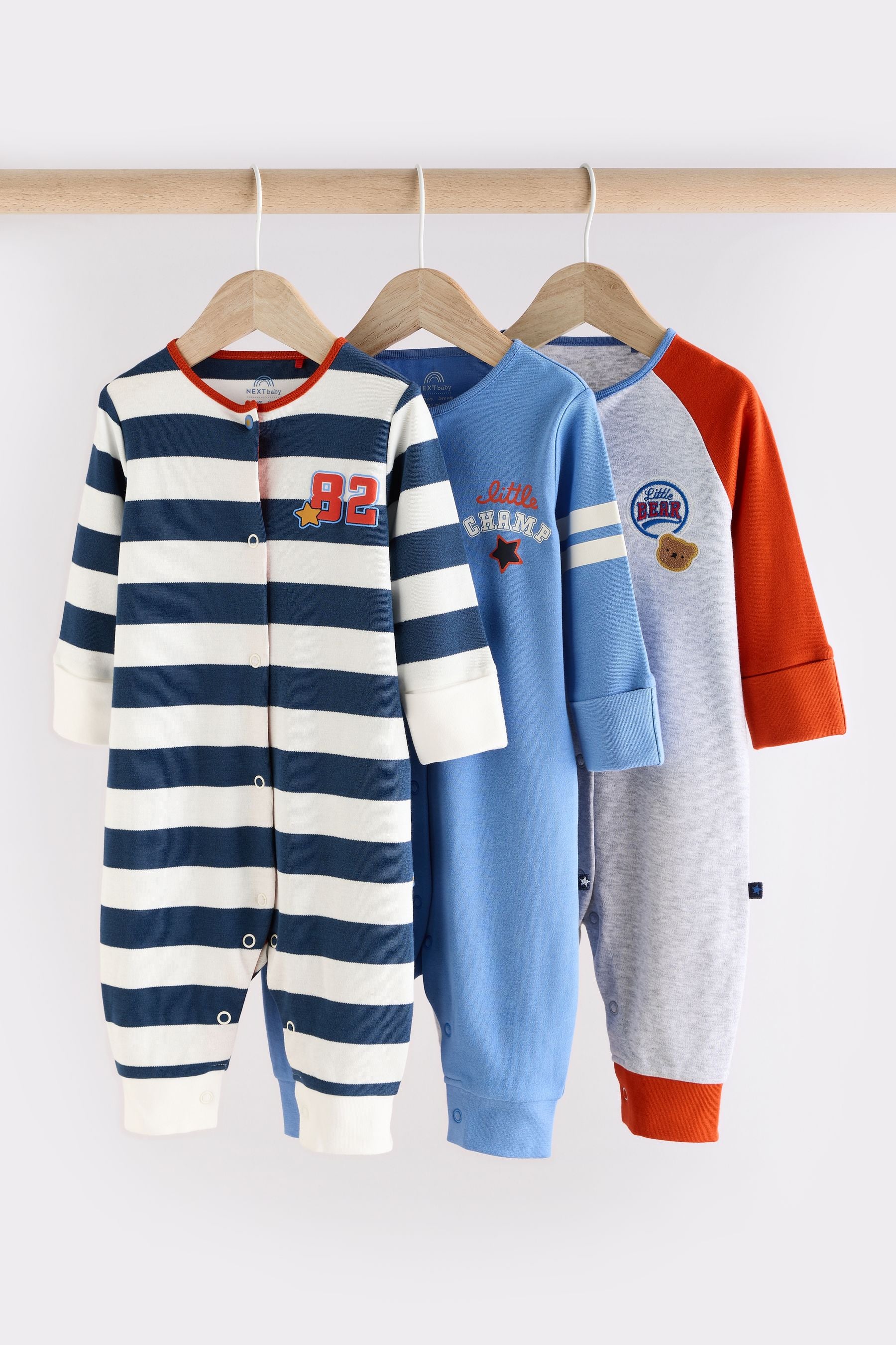 Bright Printed Baby Sleepsuits 3 Pack (0mths-3yrs)