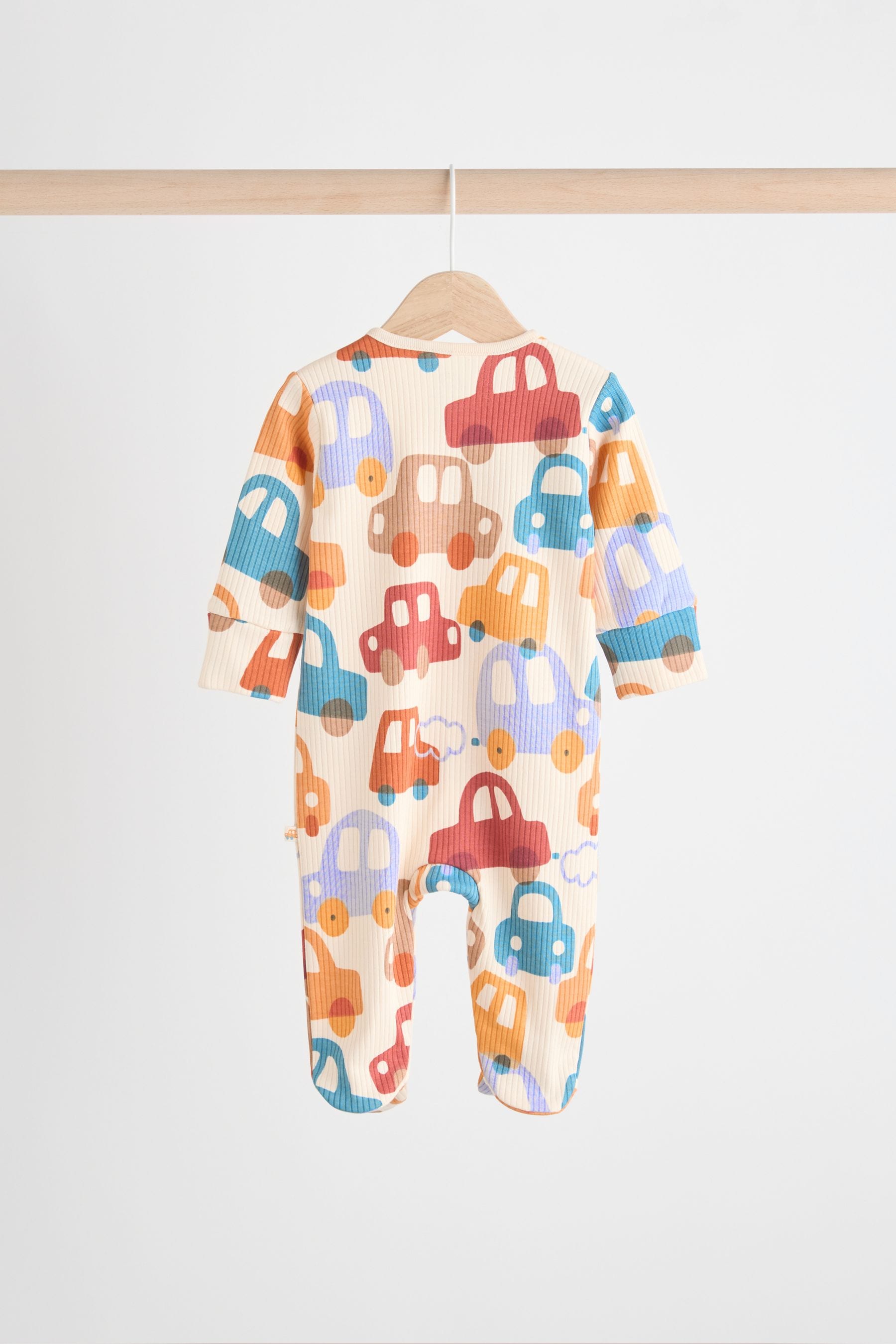 Bright Baby 2 Way Zip 100% Cotton Sleepsuits 3 Pack (0mths-2yrs)