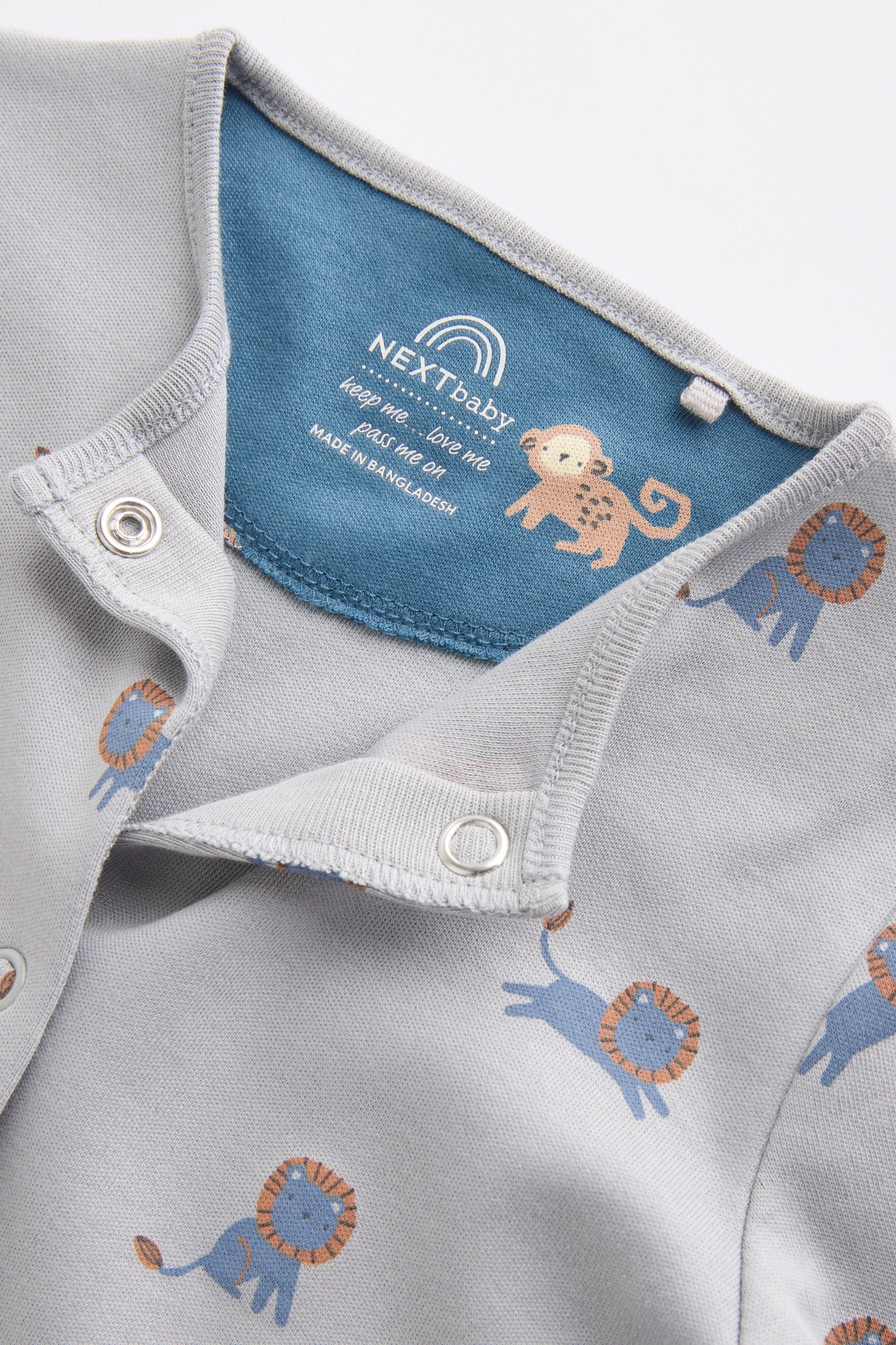 Teal Blue Patterned Baby Sleepsuits 5 Pack (0-2yrs)