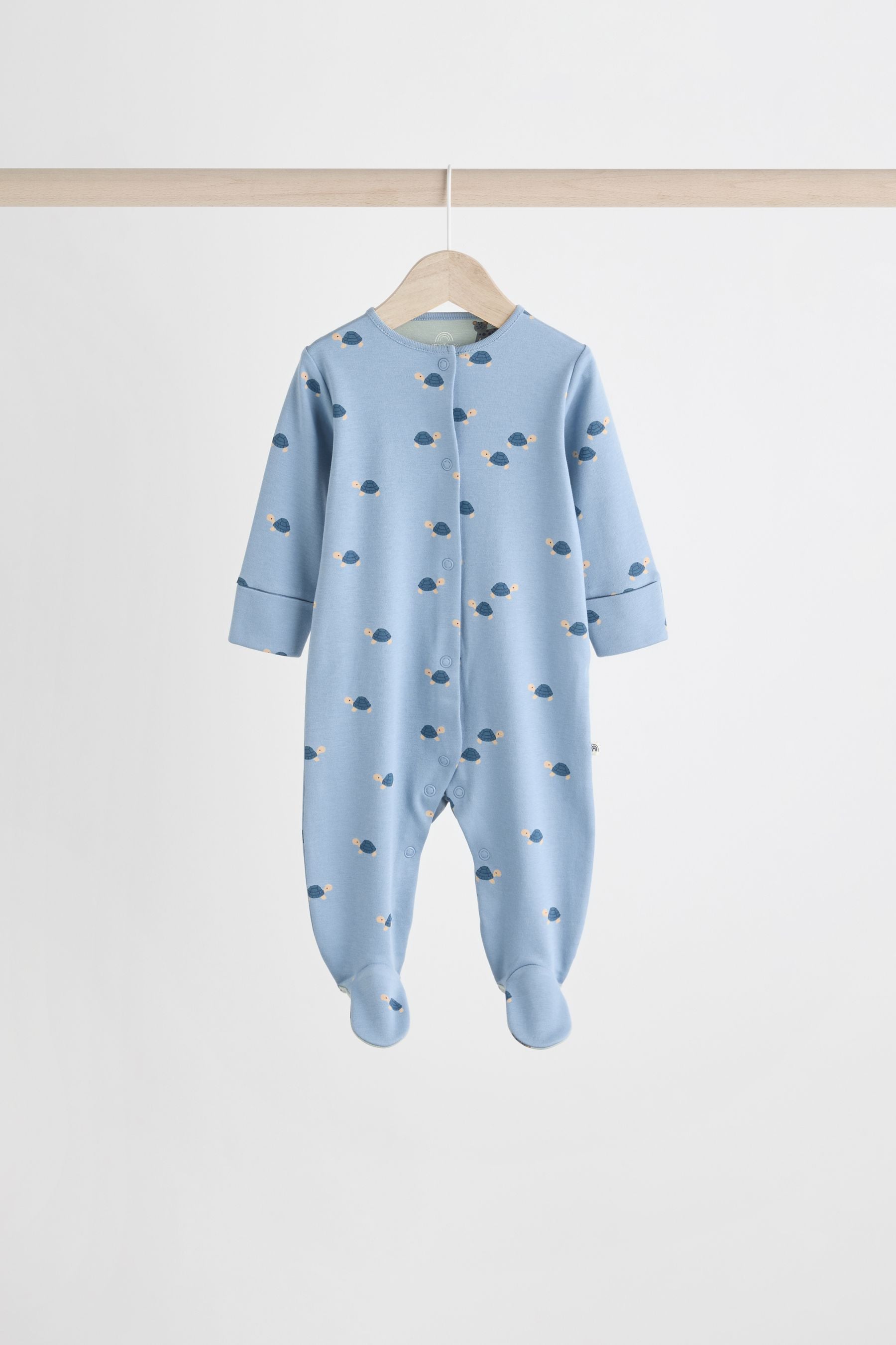 Teal Blue Patterned Baby Sleepsuits 5 Pack (0-2yrs)