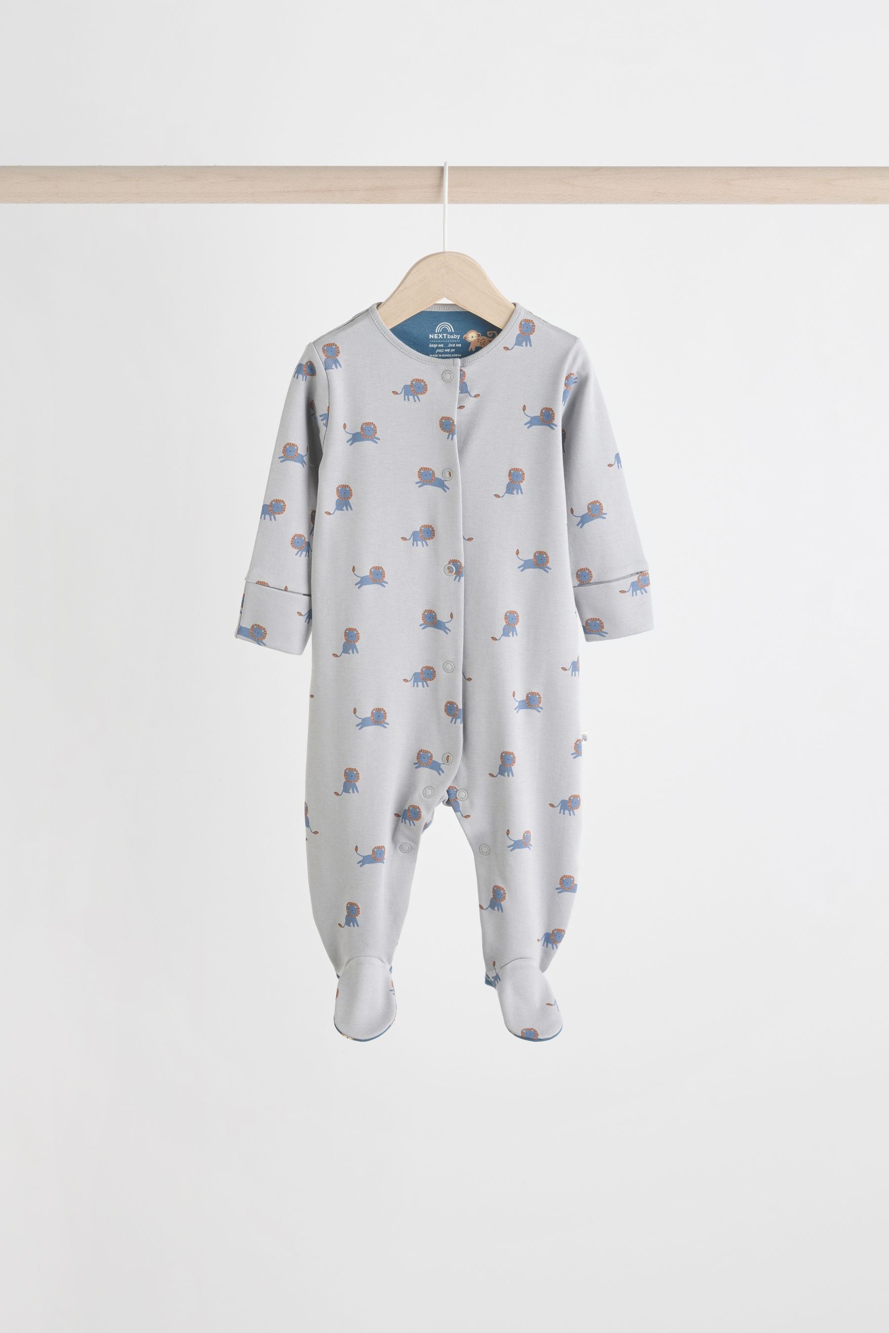 Teal Blue Patterned Baby Sleepsuits 5 Pack (0-2yrs)